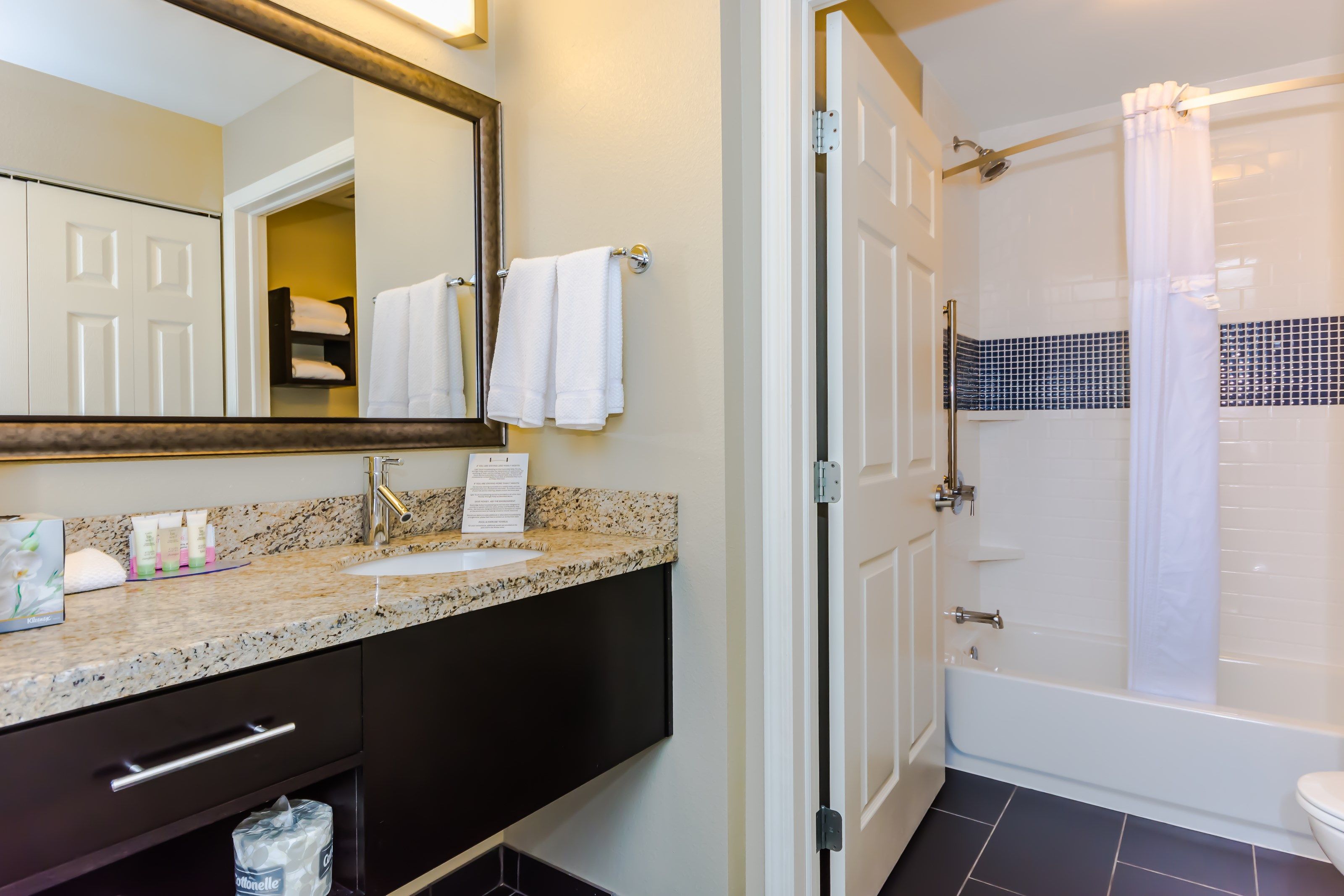 image Get ready for your day in the bathroom.