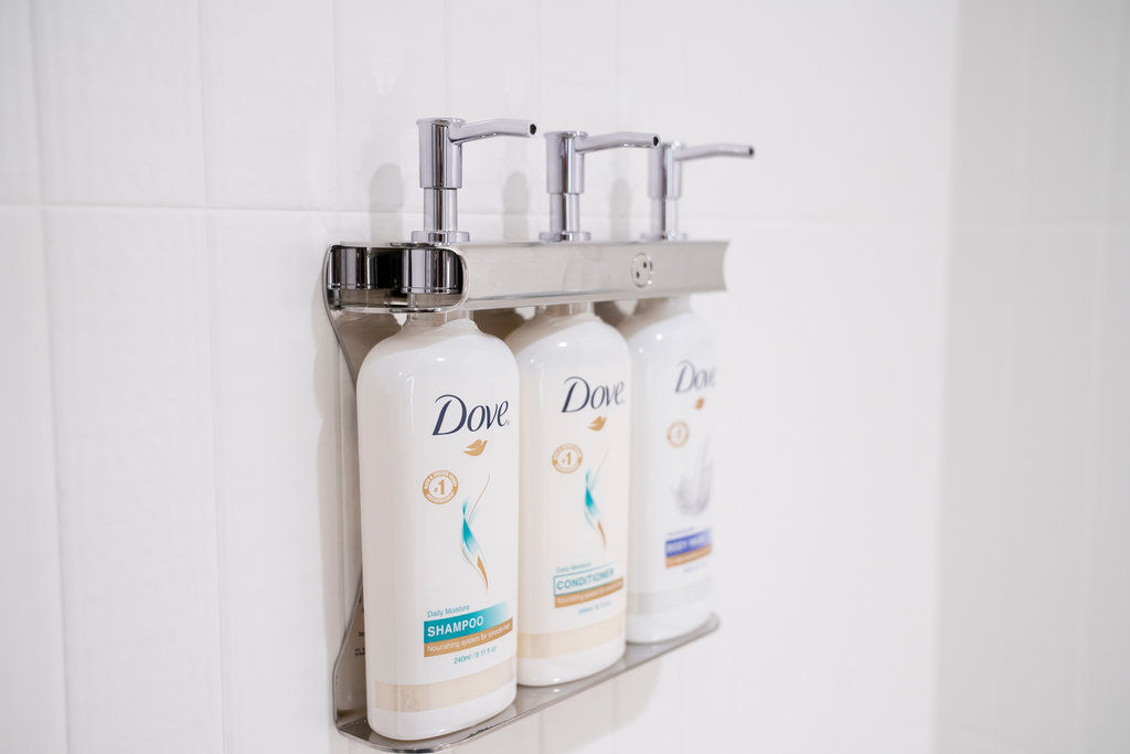 image Refresh yourself with quality shower products conveniently mounted for your convenience and enjoyment.