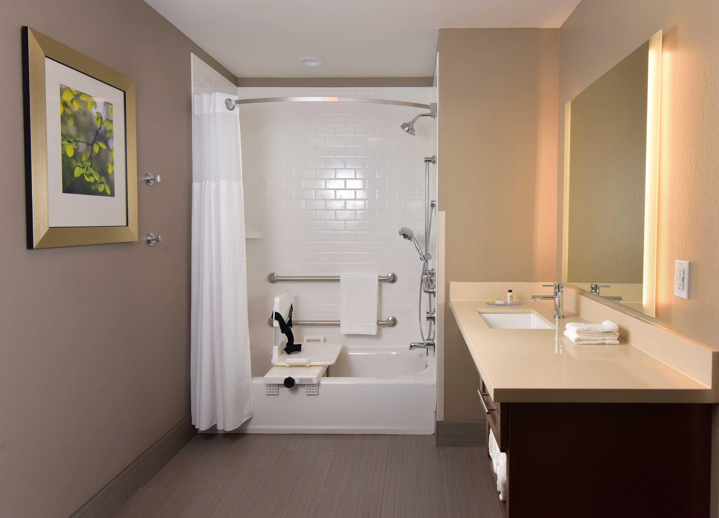 image Get ready for your day in the bathroom.
