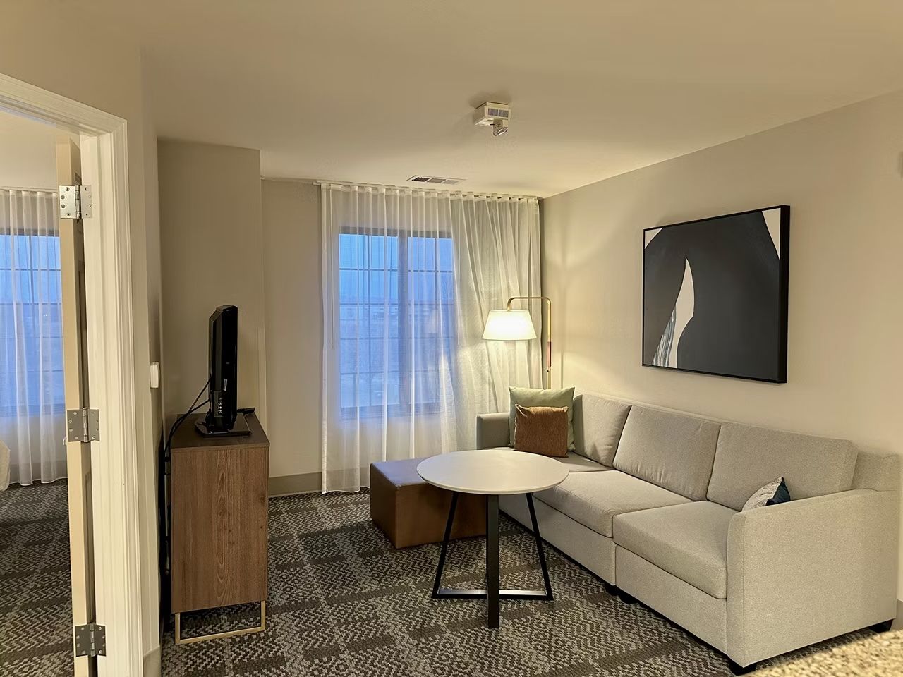 image Accessible one-bedroom suite with comfortable living space.