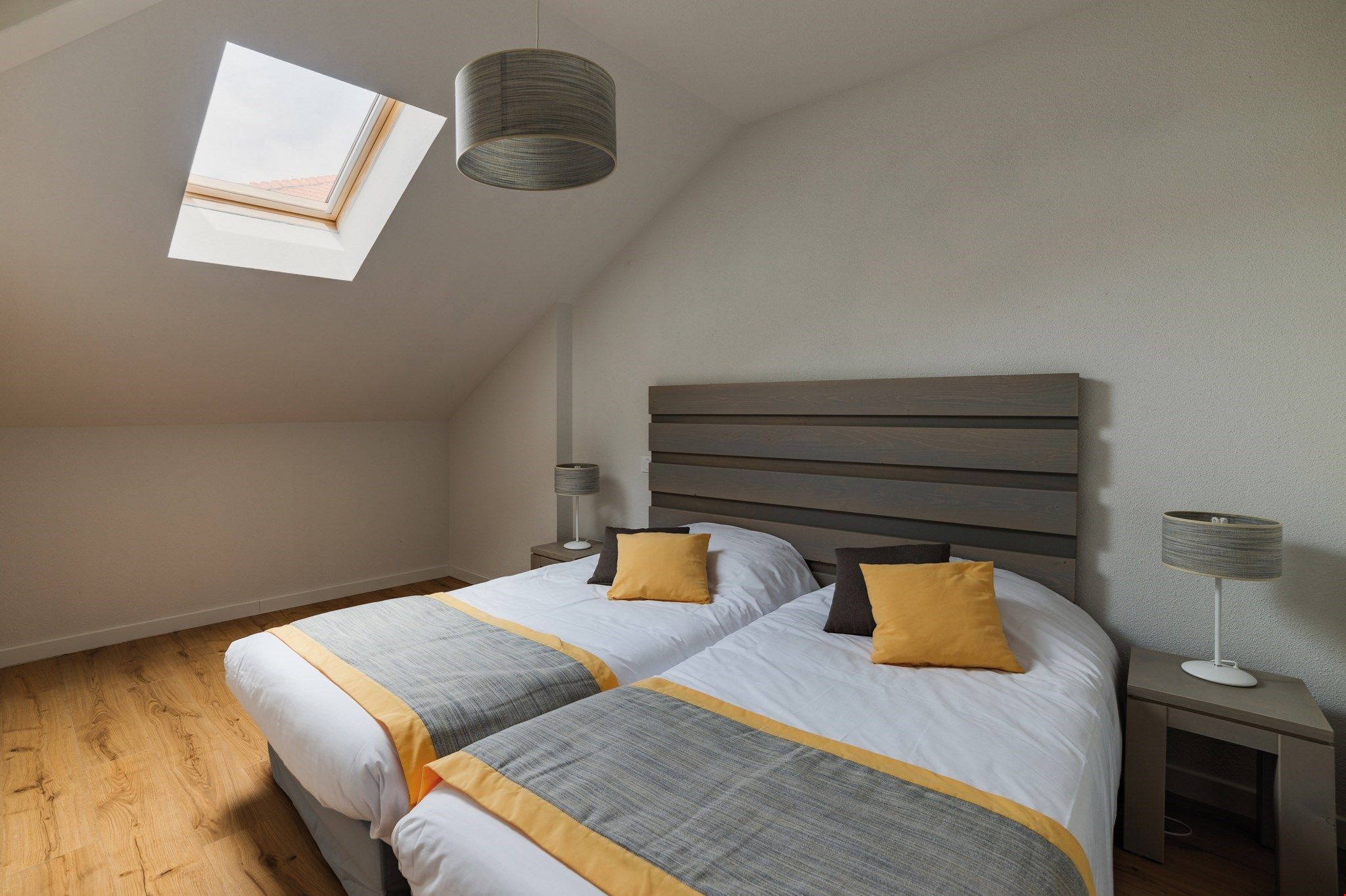 image Get a peaceful night sleep in our cozy bedroom. Bedding configurations vary!