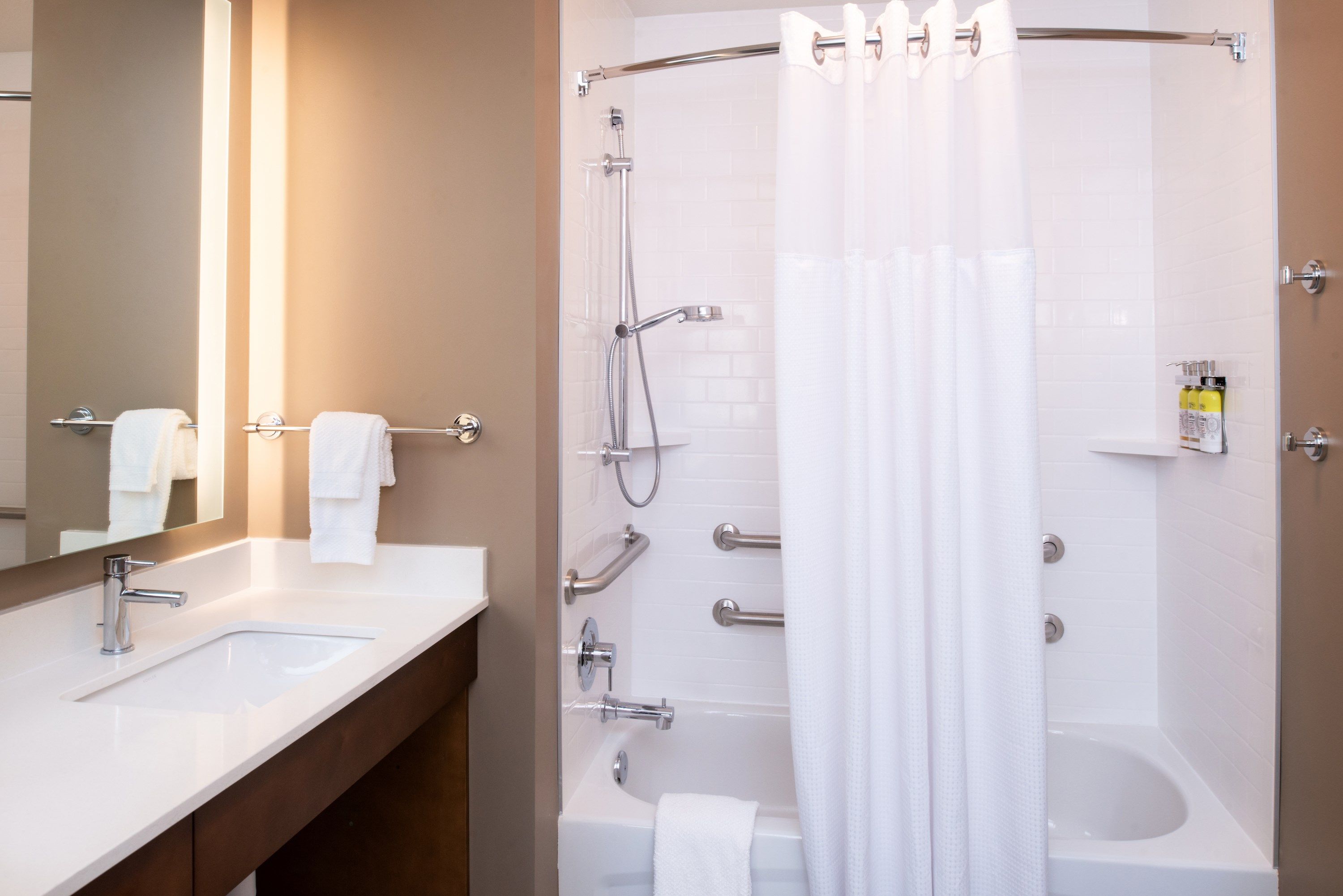 image Get ready for your day in the lovely bathroom.