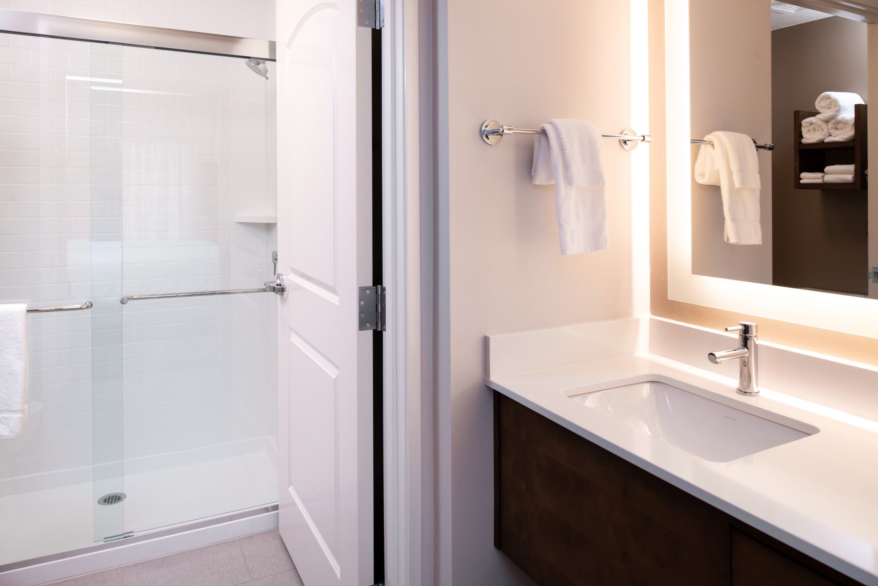 image Get ready for your day in the lovely bathroom.