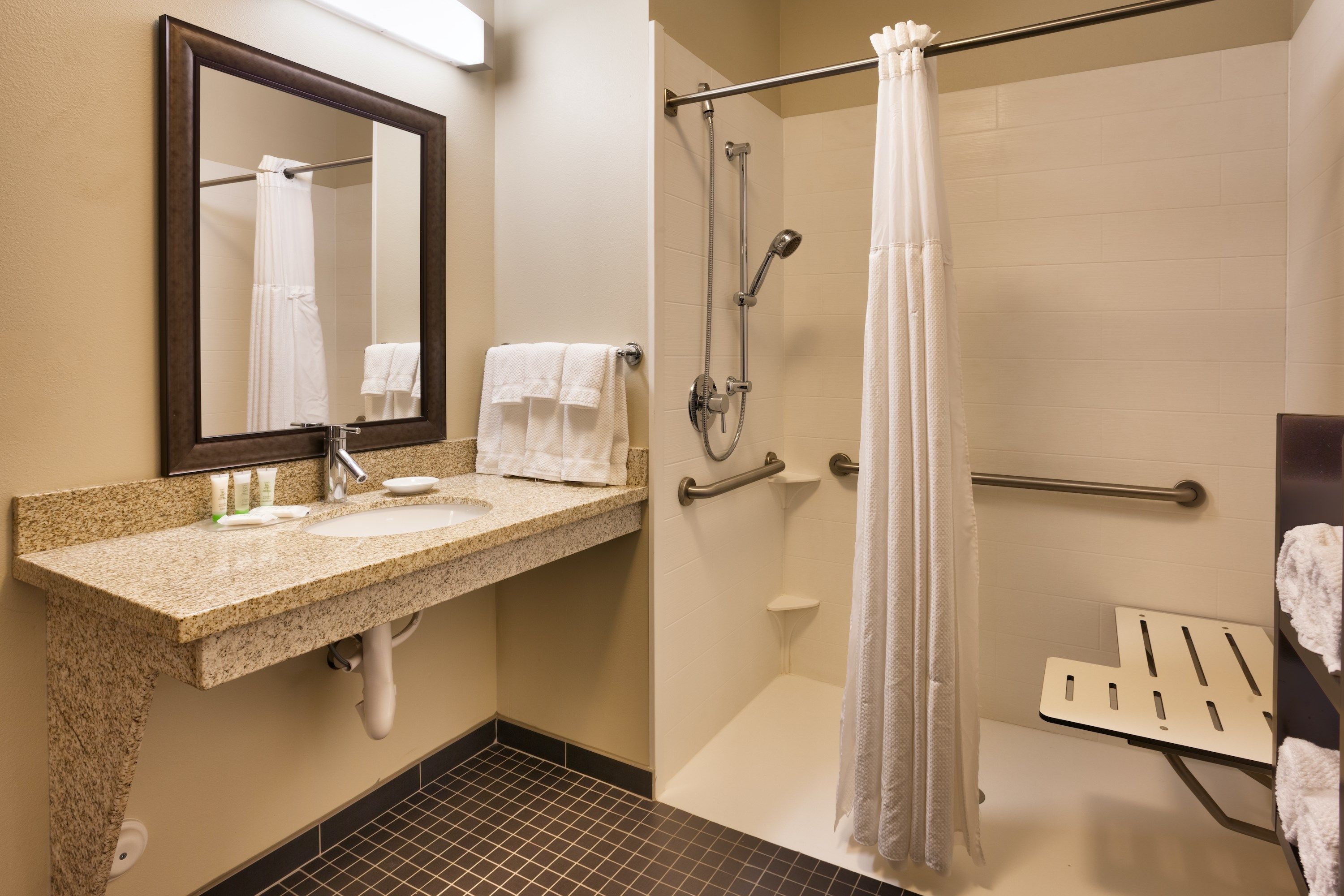 image Get ready for your day in the lovely bathroom.