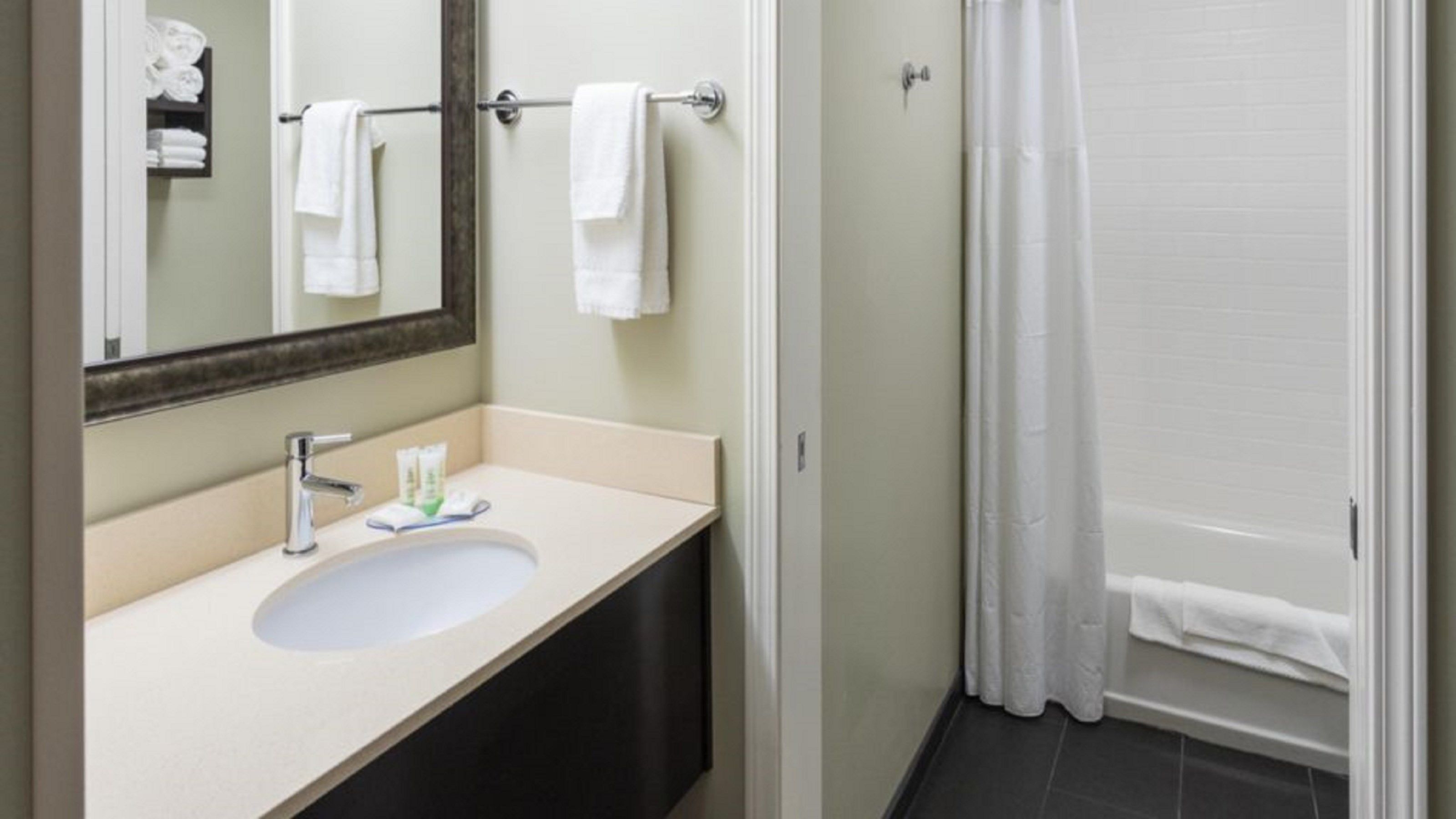 image Get ready for your day in the bathroom.