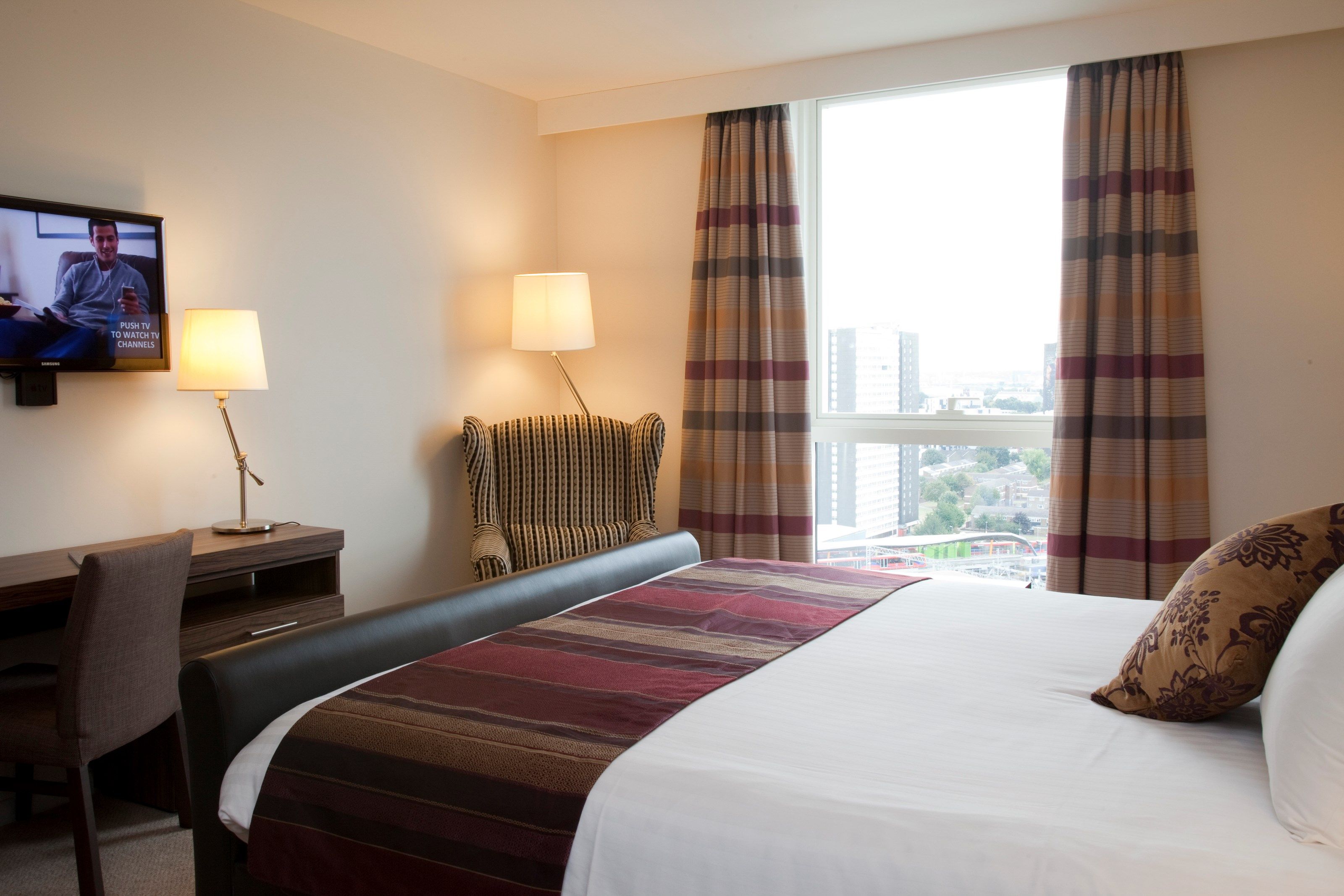 image Drift to sleep in a comfortable bed after a wonderful day outside.