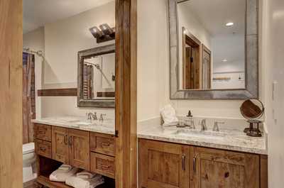 The bathrooms are bright and spacious.