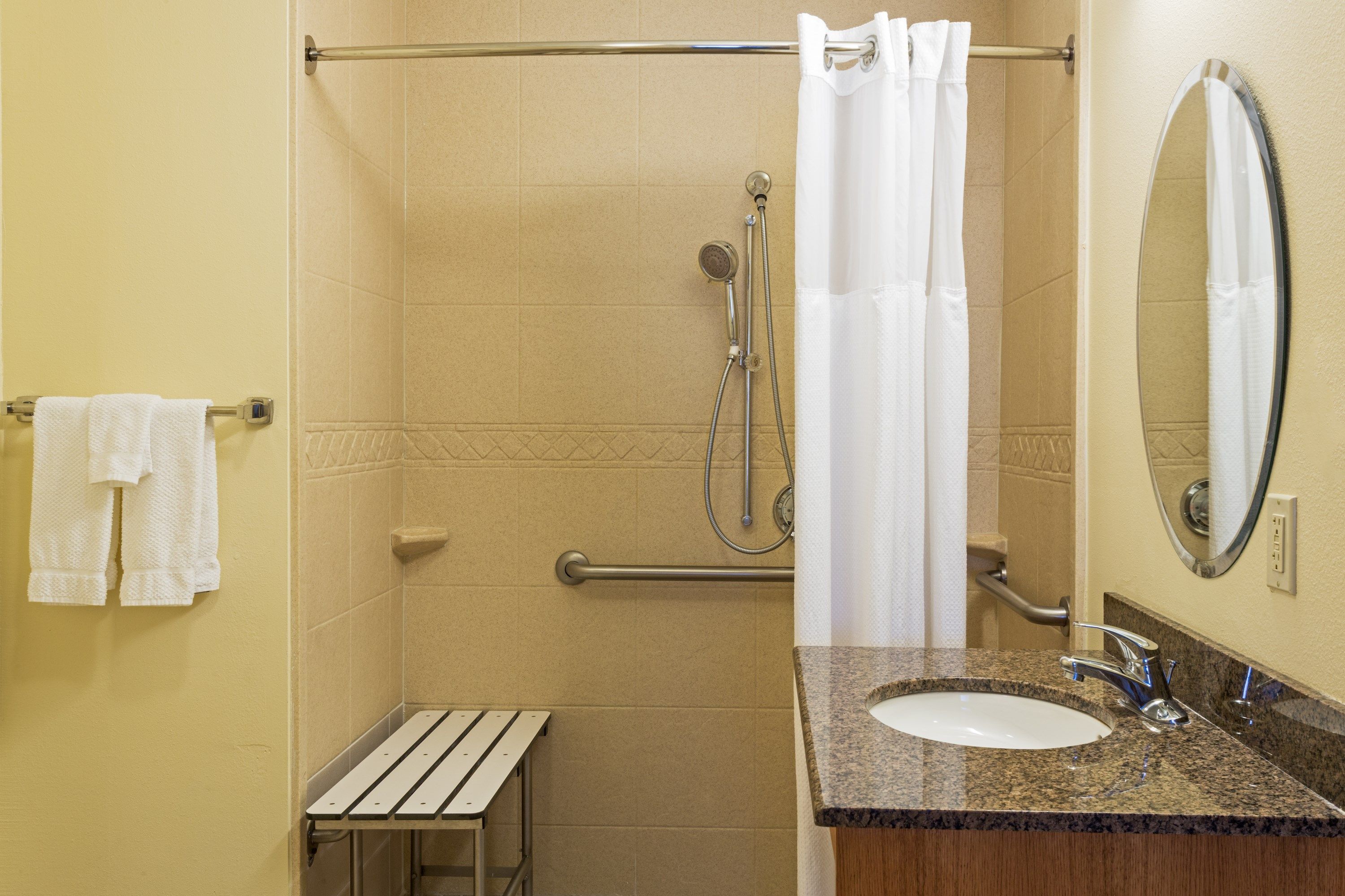 image Get ready for your day in the lovely bathroom.