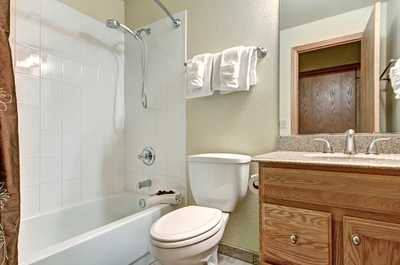 Prepare for the day in the bathroom.