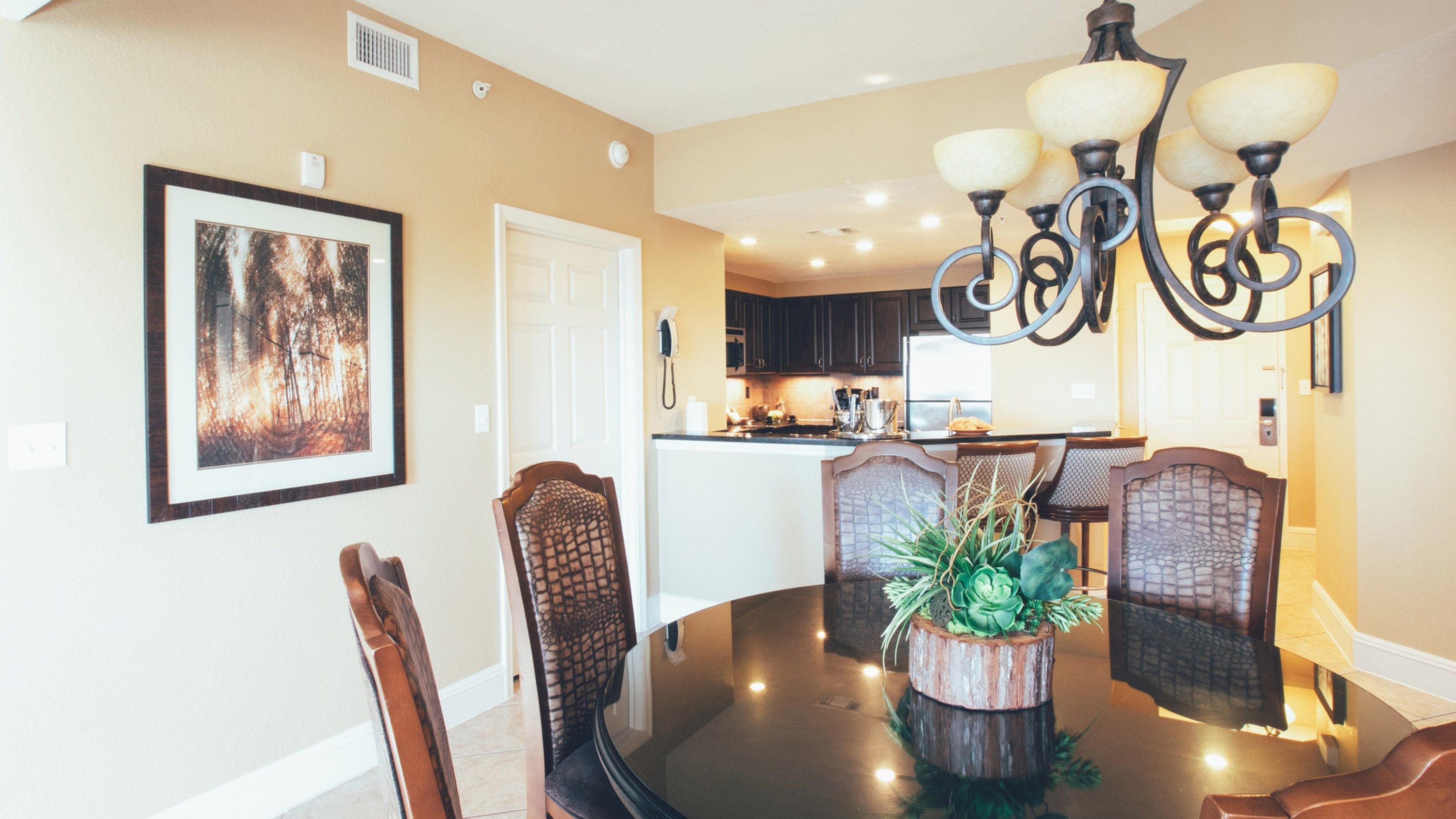 image Settle into the dining area and enjoy a nice meal.