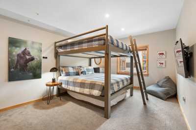 The third bedroom features a king over king bunk bed. Perfect for adults or children alike!