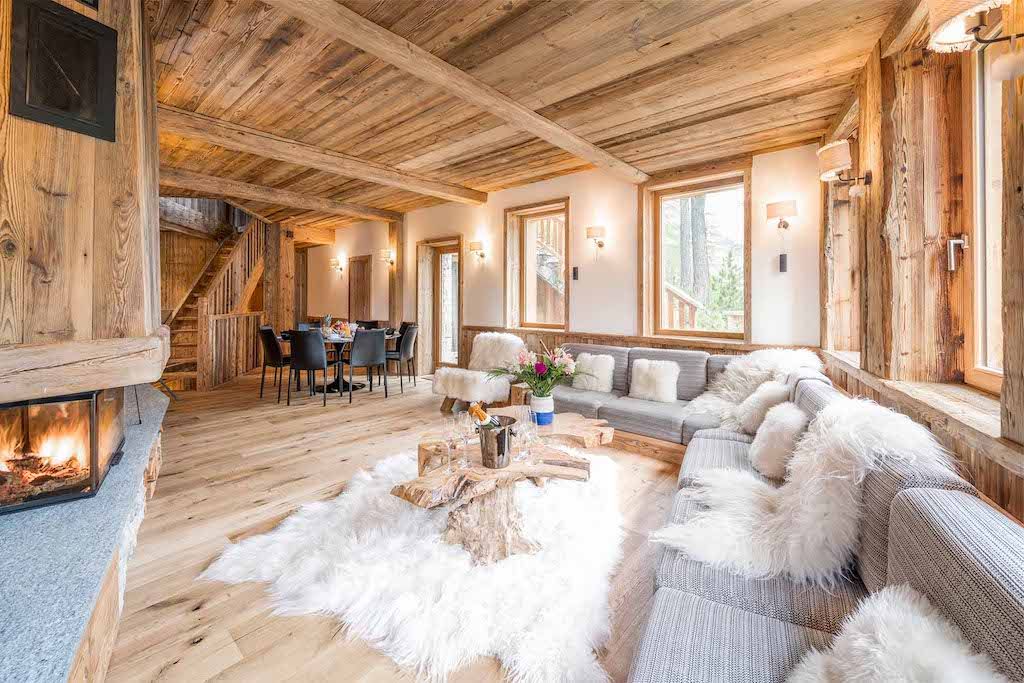 image The luscious sheepskin rugs in the living area give the chalet an authentic and cosy feel.