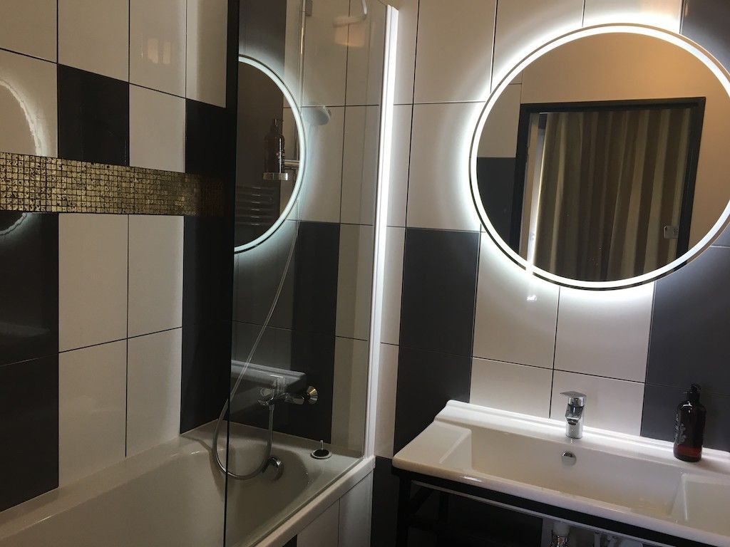 image Freshen up in the bathroom after a day of adventure.