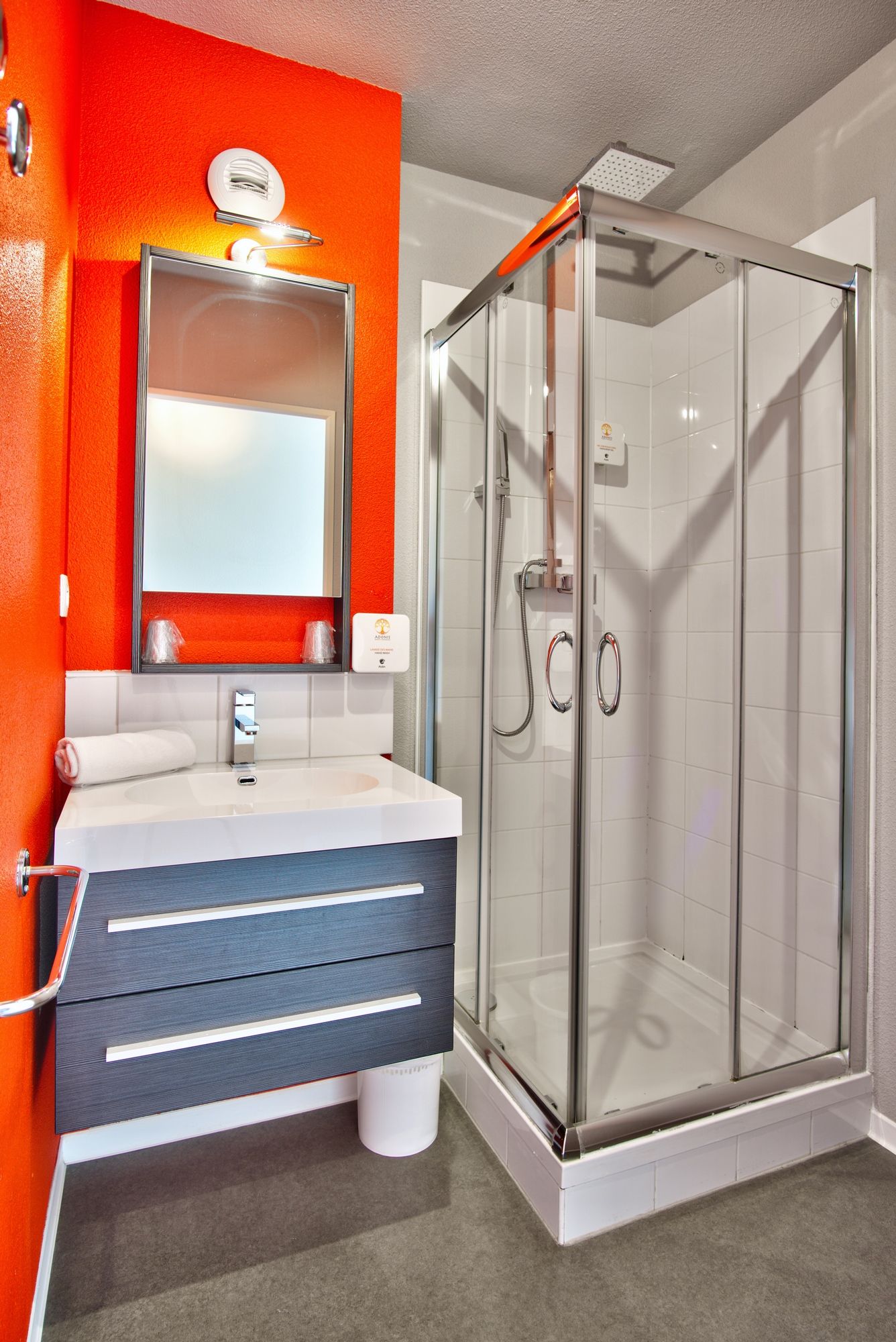 image Get ready for your day in the bathroom.