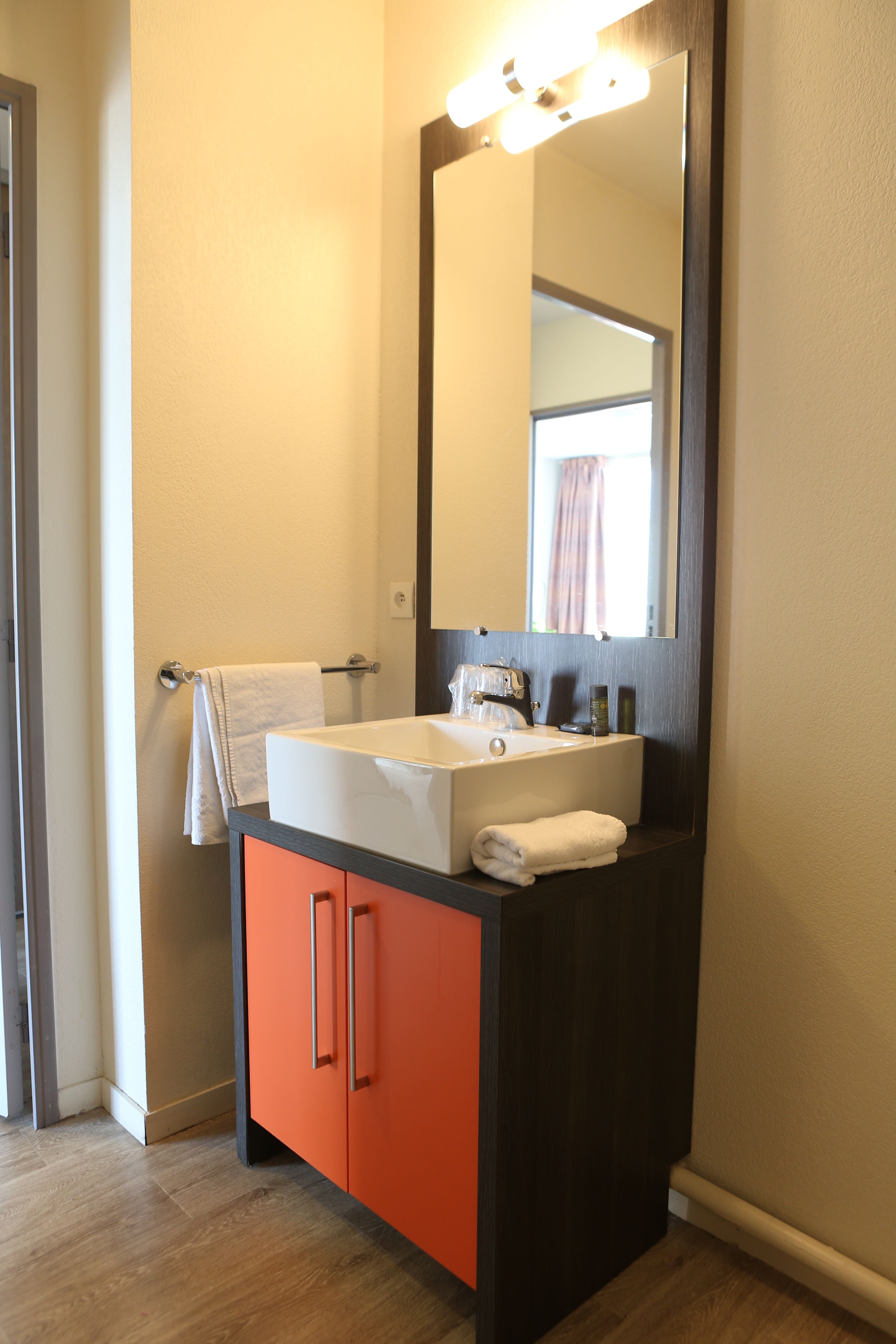 image Get ready for your day in the bathroom.