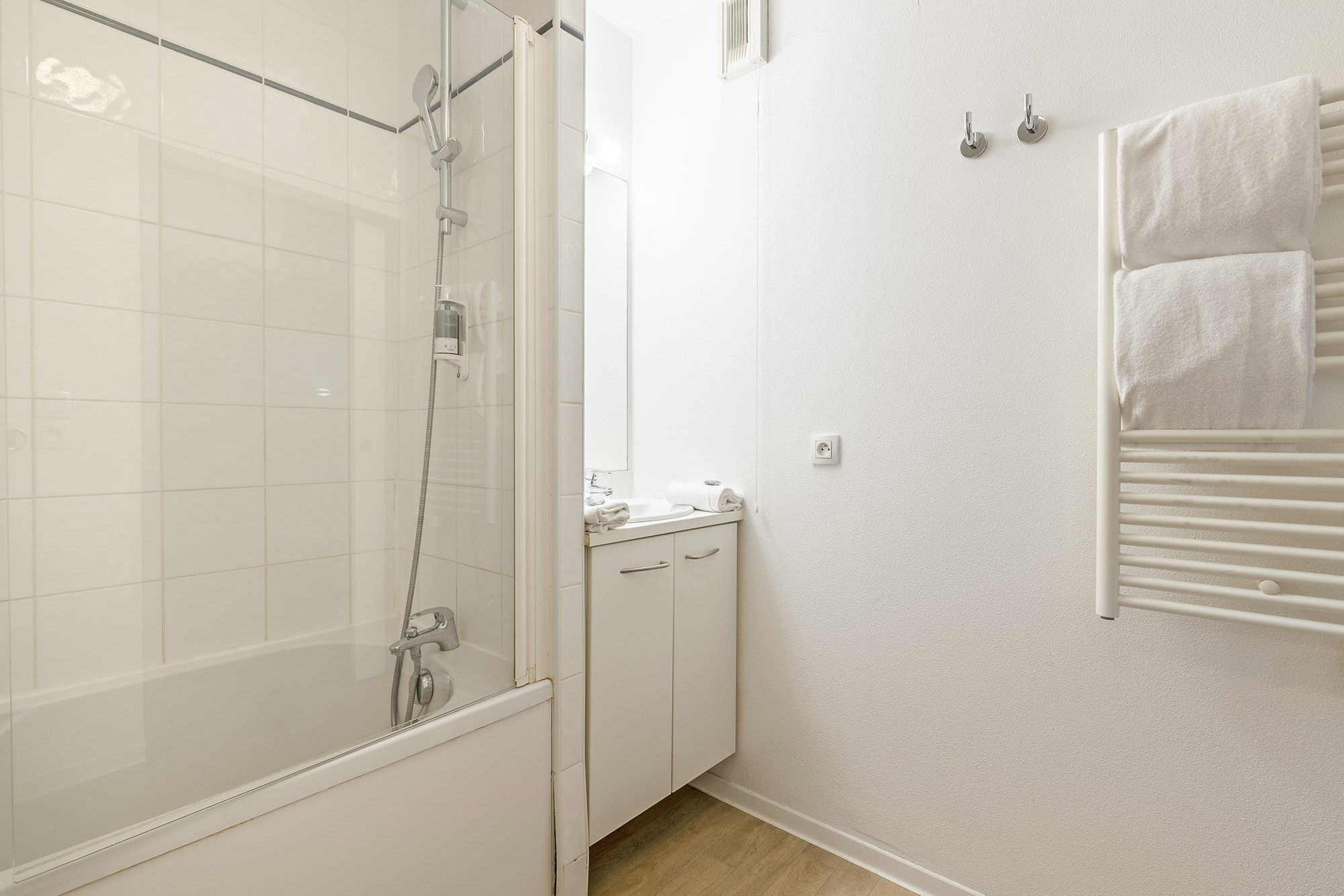 image Get ready for your day in the bathroom.