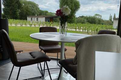 Dining al-fresco in front of the sliding windows.