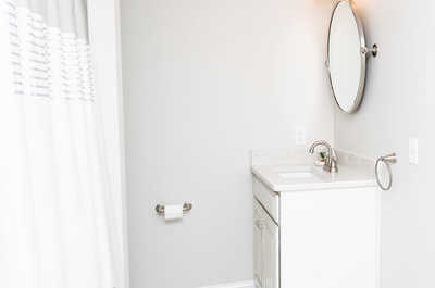 Our 2 bathrooms feature a tub/shower combo.