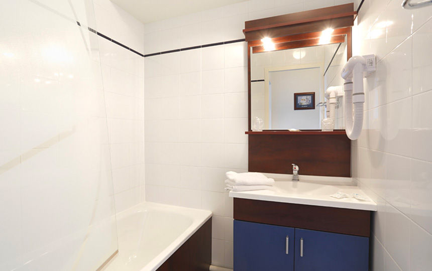 image Get ready for your day in the bathroom.