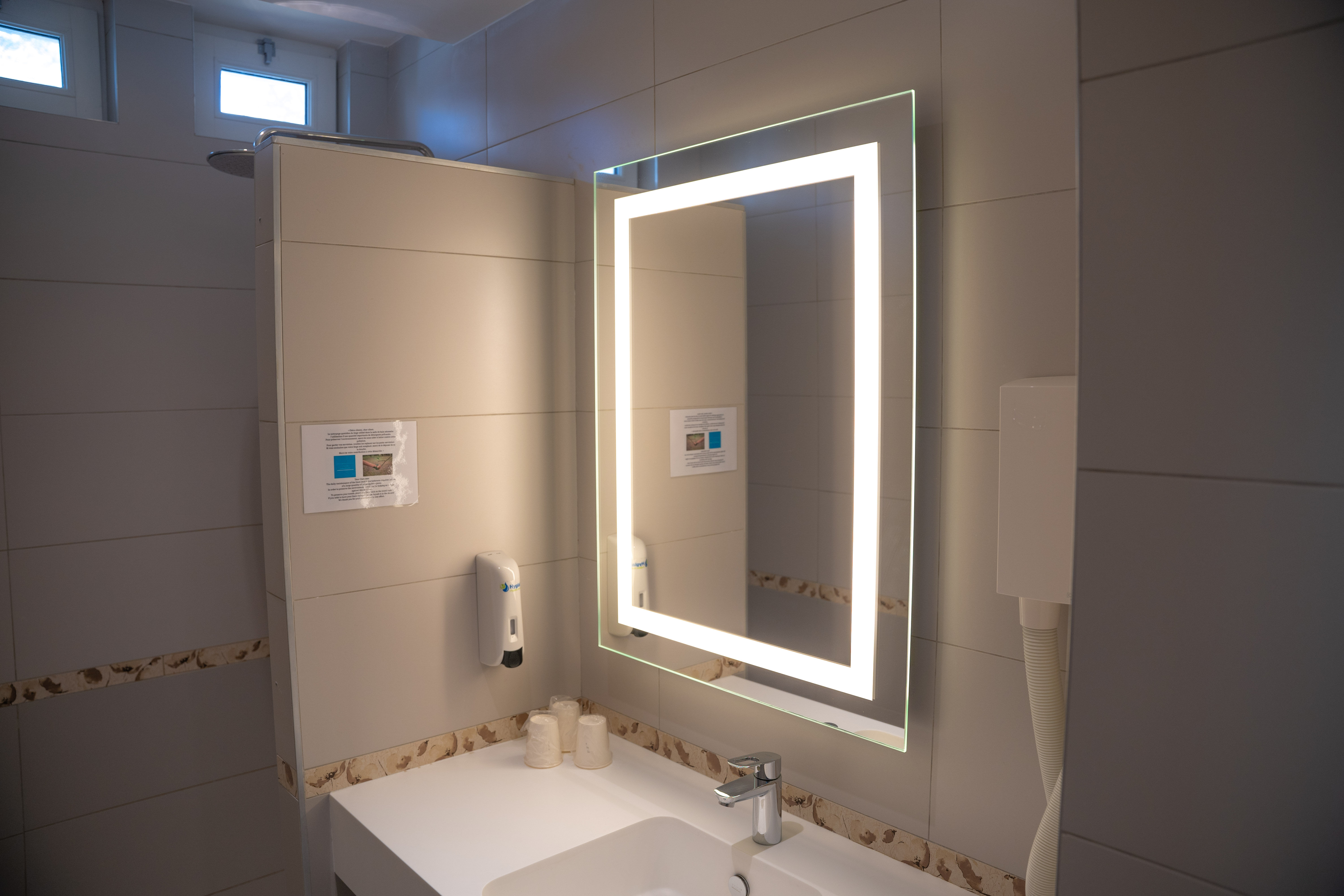 image Freshen up in the bathroom after a day of adventure.