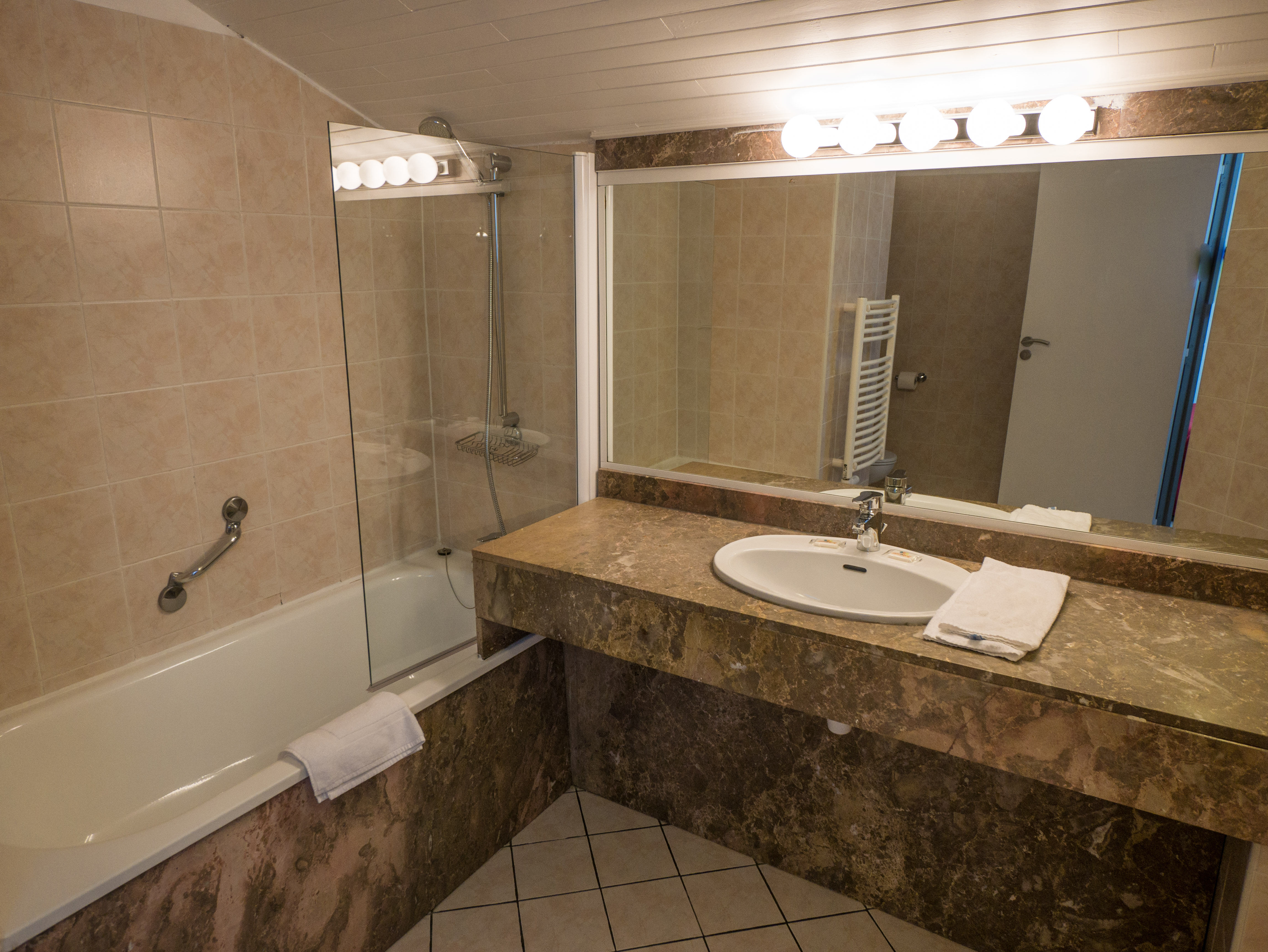 image Get ready for your day in the bathroom.