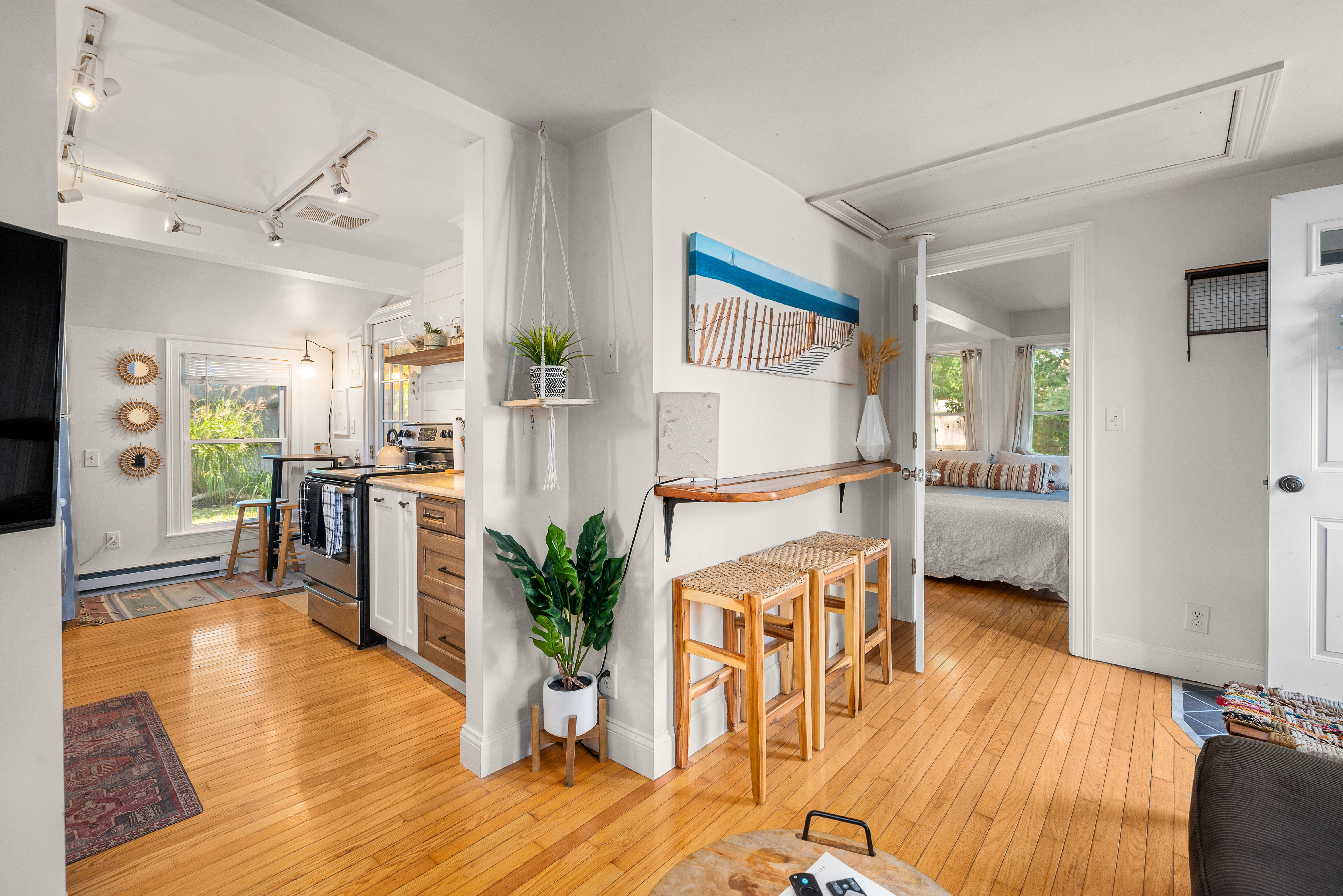 image This property has an open concept kitchen and living room with a separated bedroom.