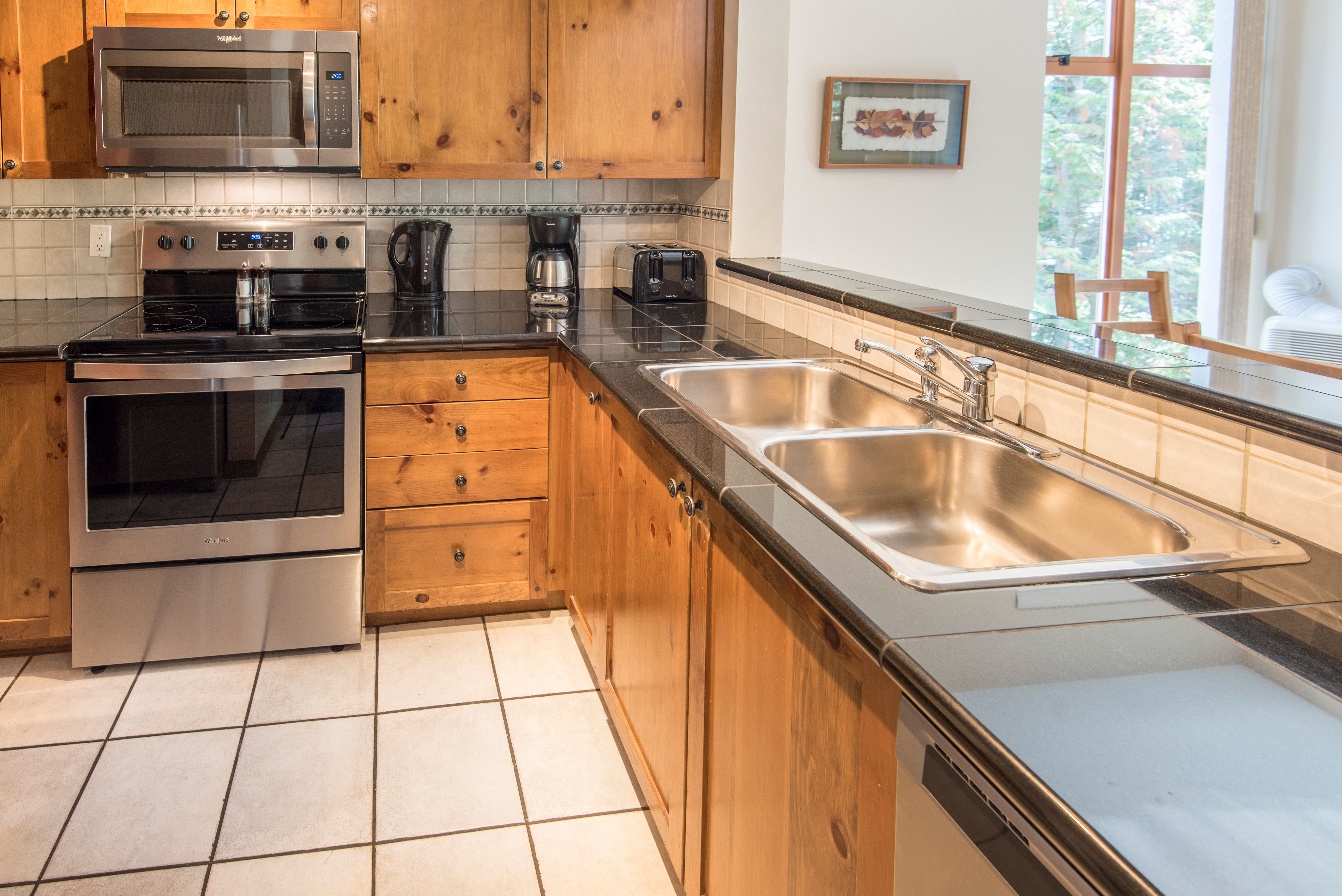 image Our kitchen features a double sink.