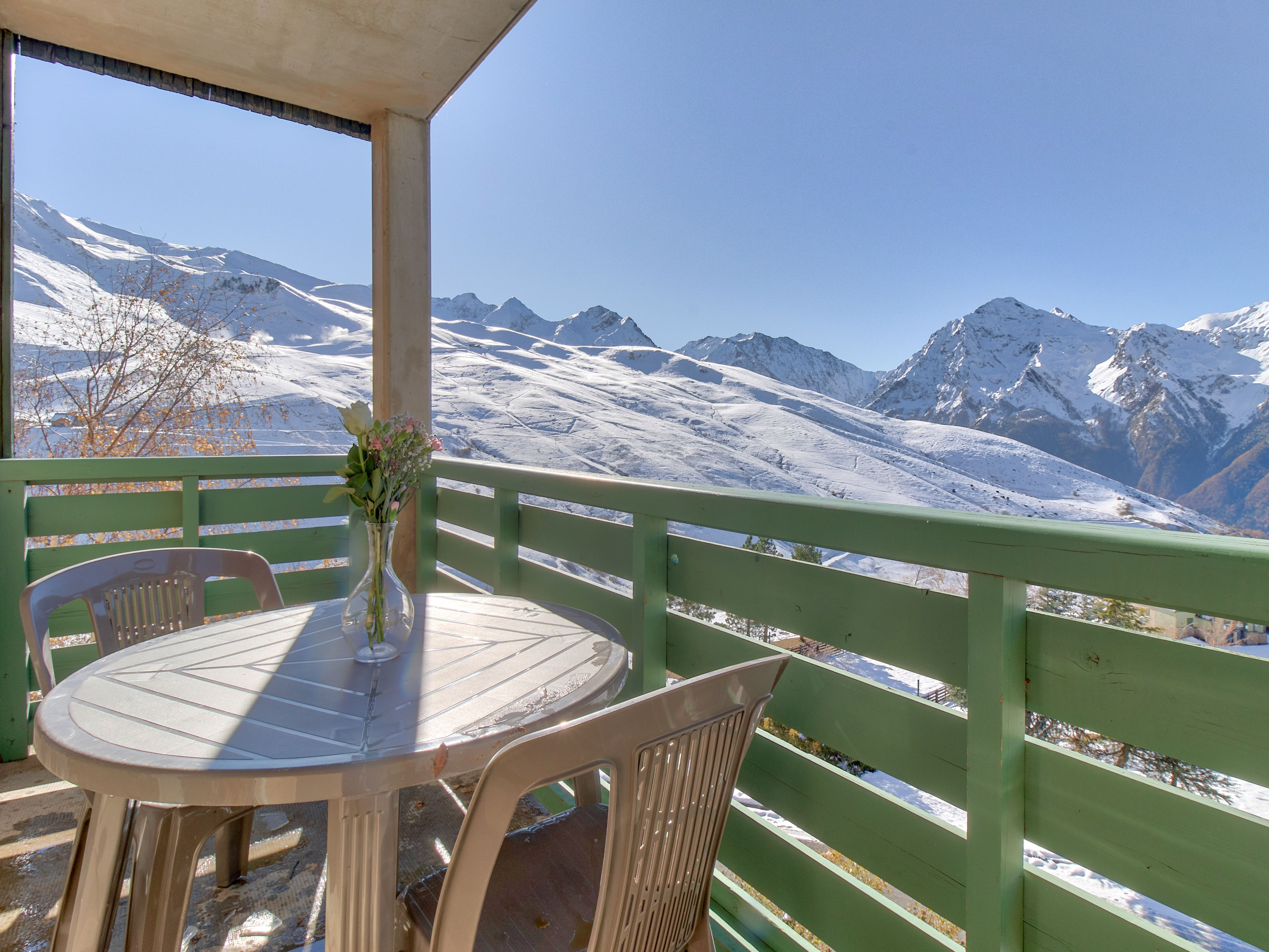 image Scenic balcony setting to enjoy the serene mountain landscape and crisp air.
