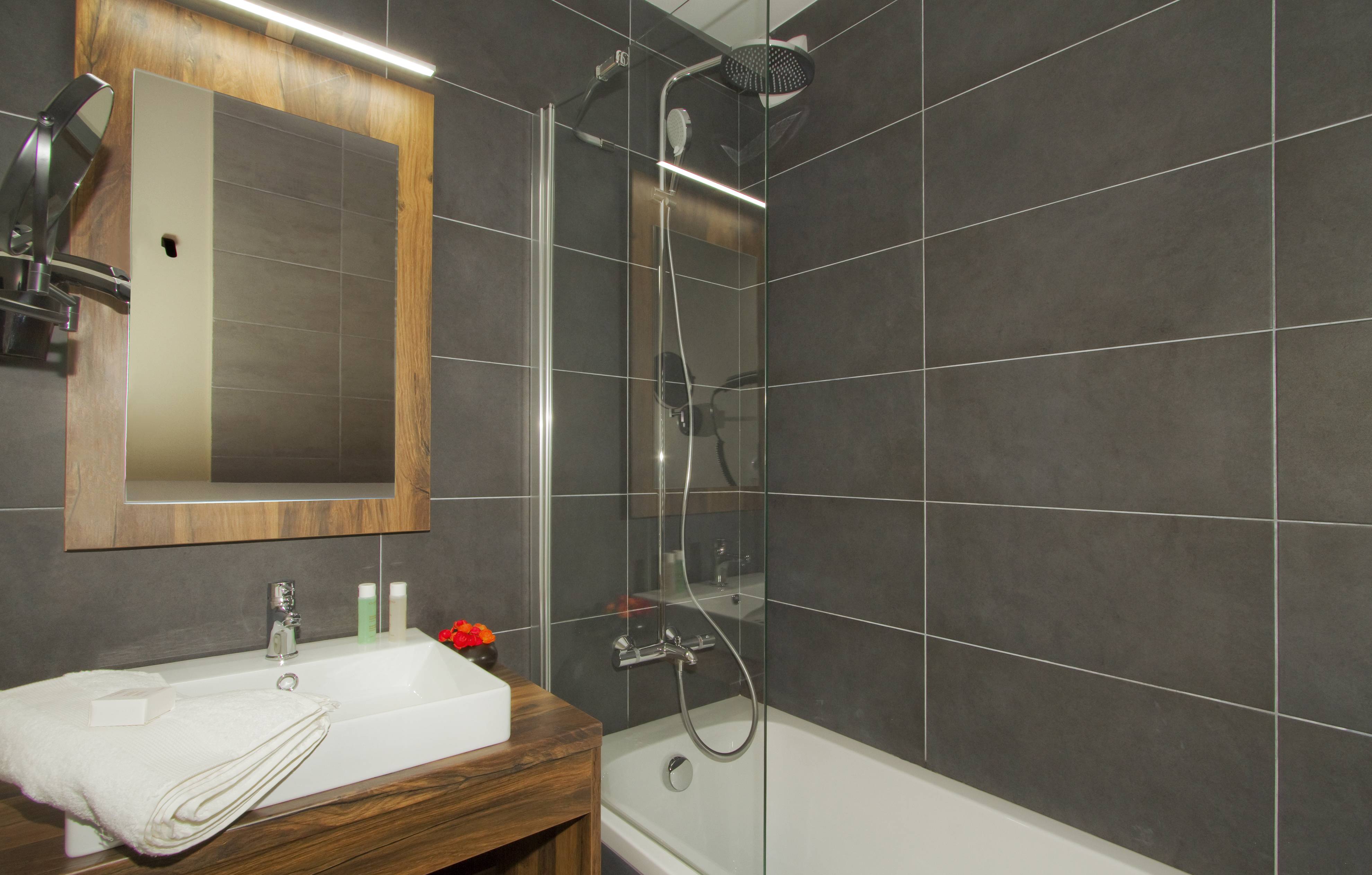 image Freshen up in the bathroom after a day of adventure.