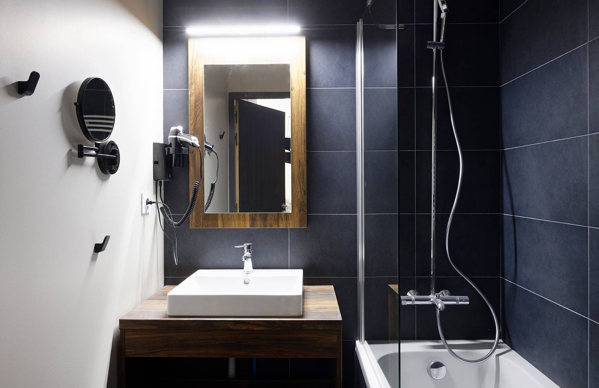 image Get ready for your day in the bathroom.