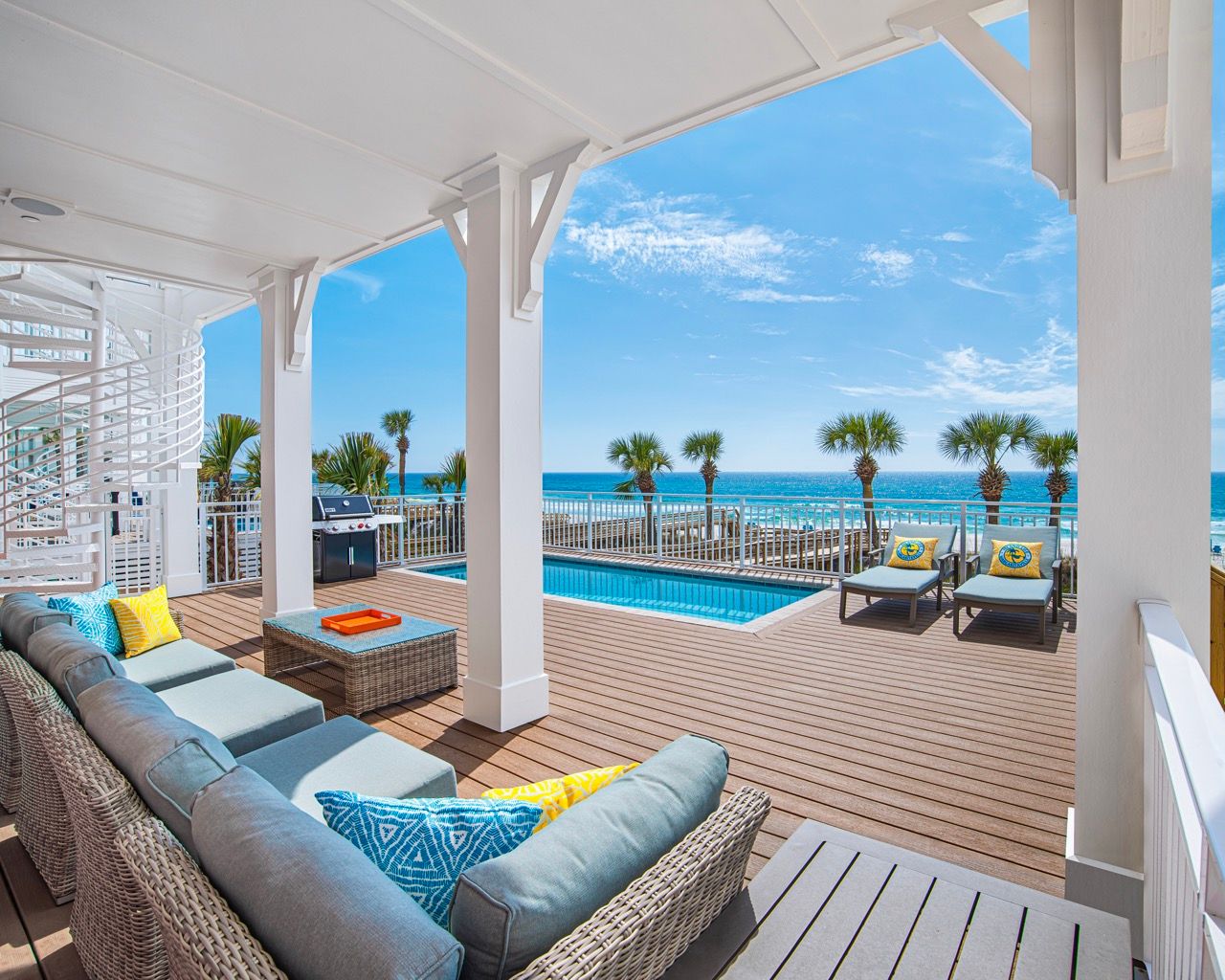 image Enjoy the sounds of the surf while relaxing on your gulf-front patio beside your heated pool.