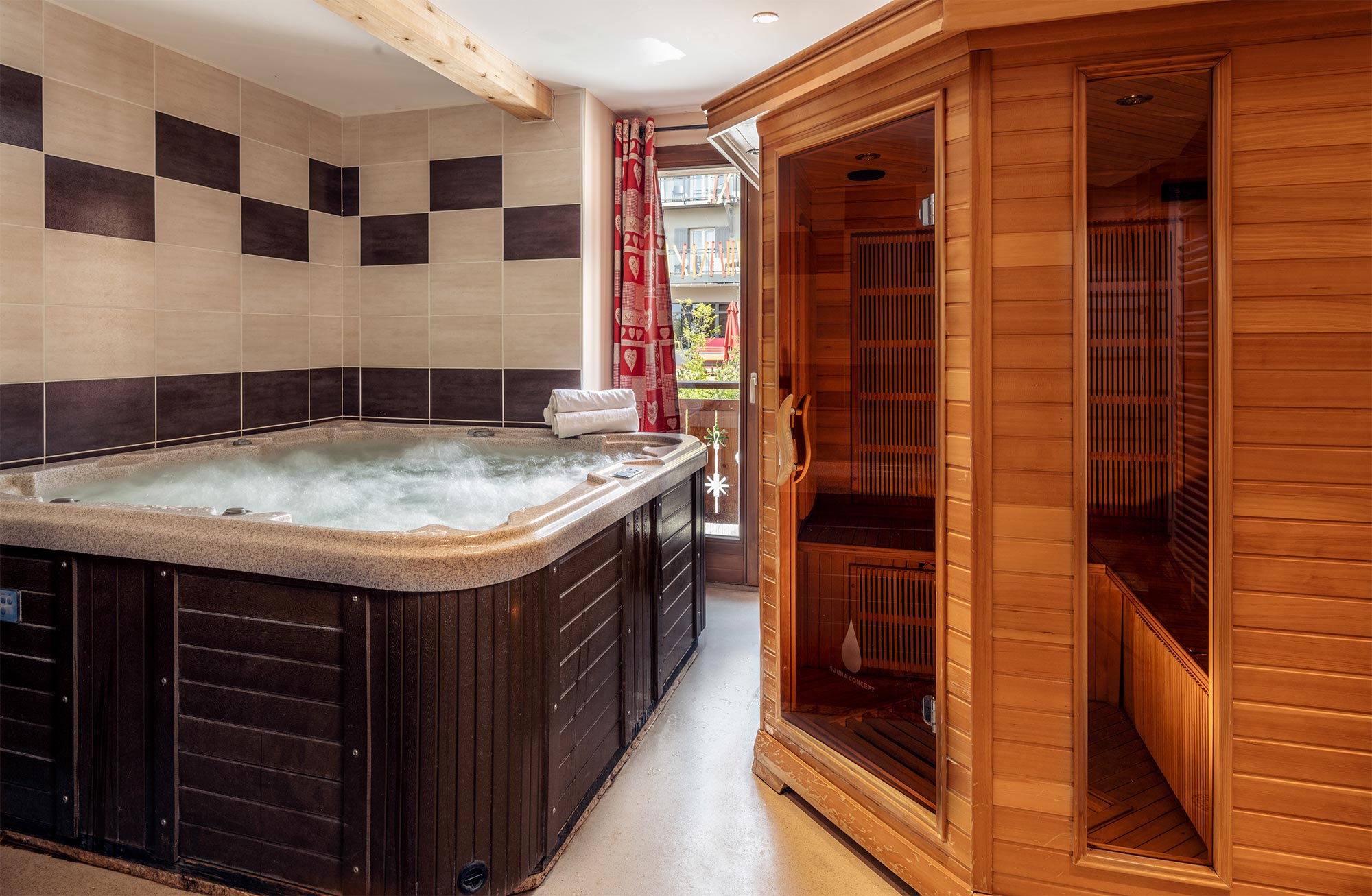 image Enjoy the shared indoor hot tub and sauna for a rejuvenating experience after a day of adventure.