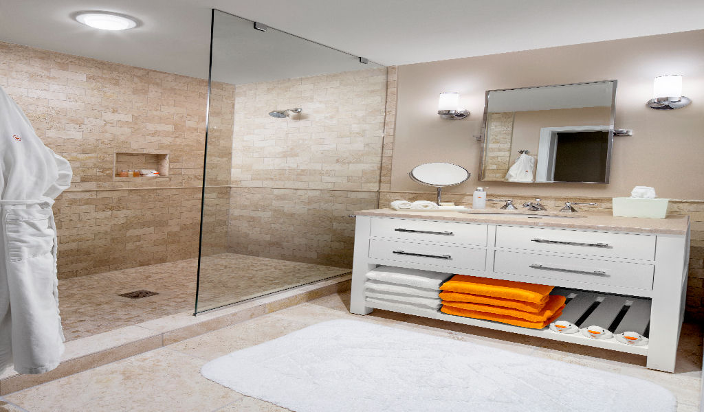 image Crisp and clean bathroom retreat for ultimate comfort.