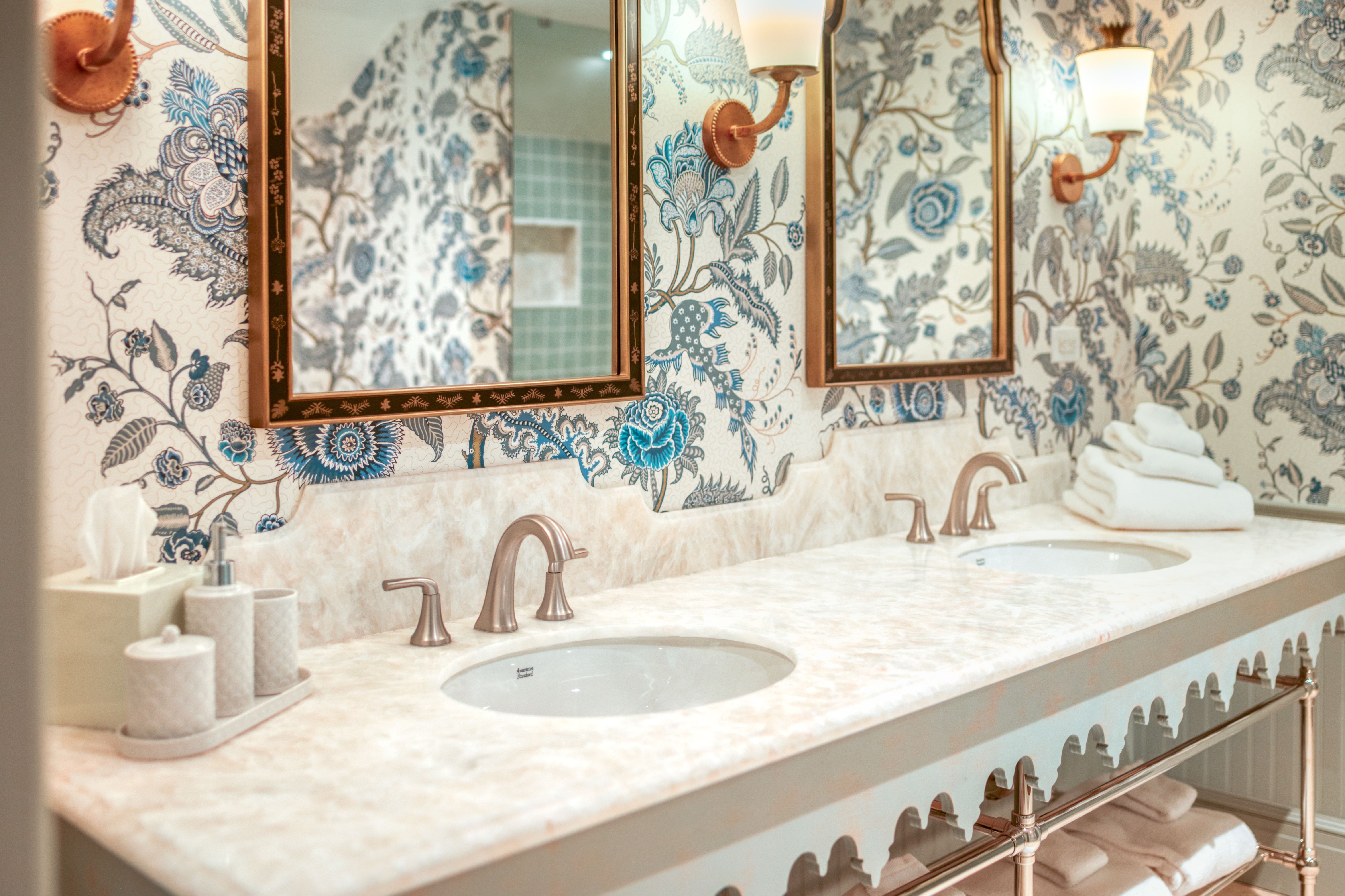 image Top Left:
Revel in vintage elegance where bold florals and warm lighting turn daily rituals into indulgent escapes.
