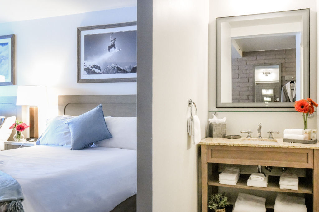 image Bright and airy bedroom nook with a charming vanity area