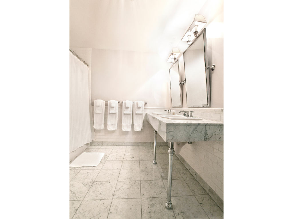 image Our accessible bathroom is equipped with a roll-in shower, providing convenience and comfort for all guests.