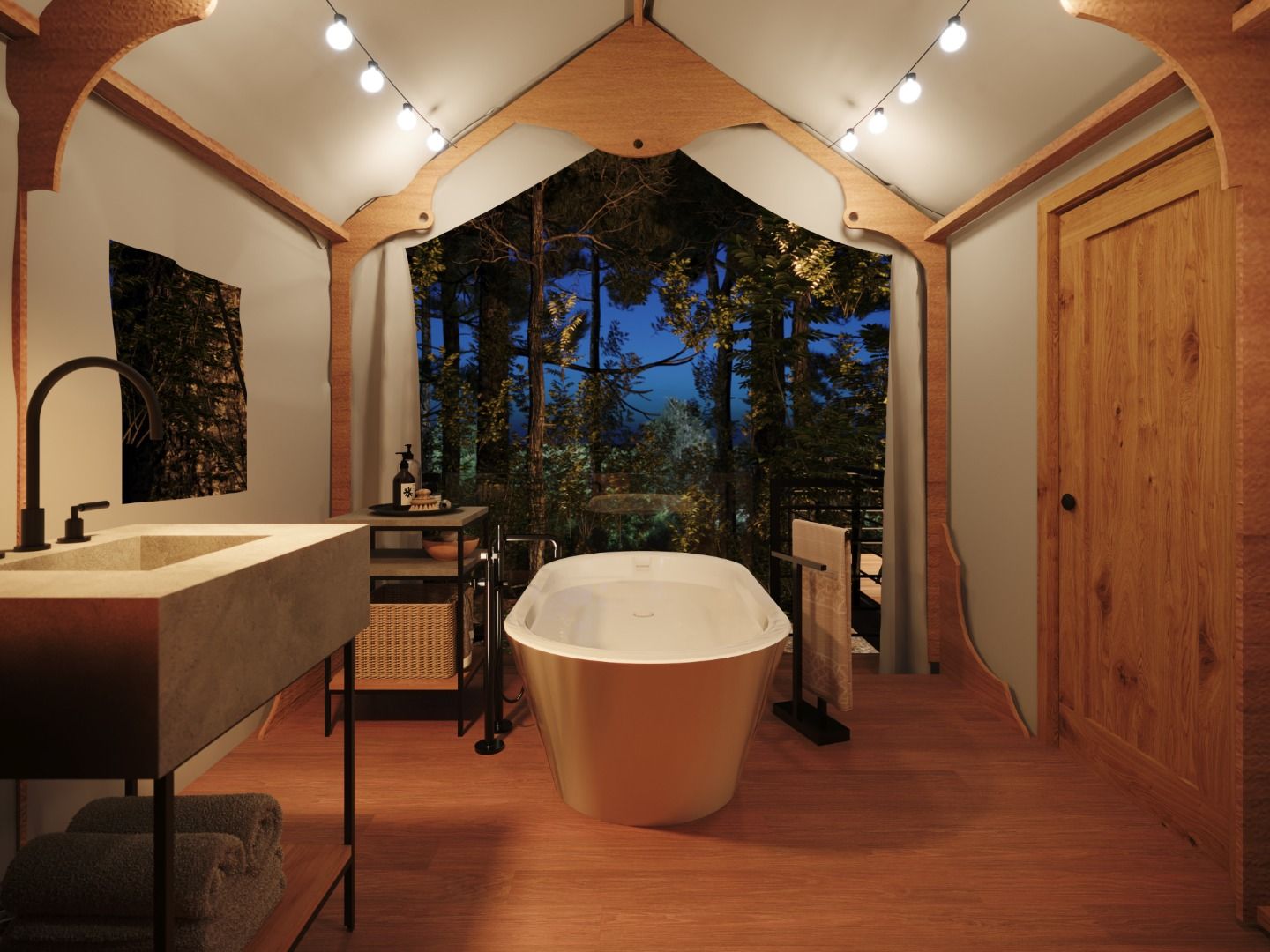 image Enjoy a luxurious bath in the heart of nature with this unique outdoor soaking tub.