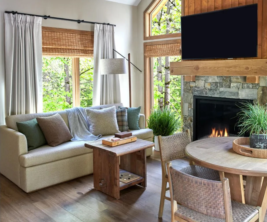 image Bright and airy living space with modern amenities and charming decor, perfect for unwinding after a day of adventure.