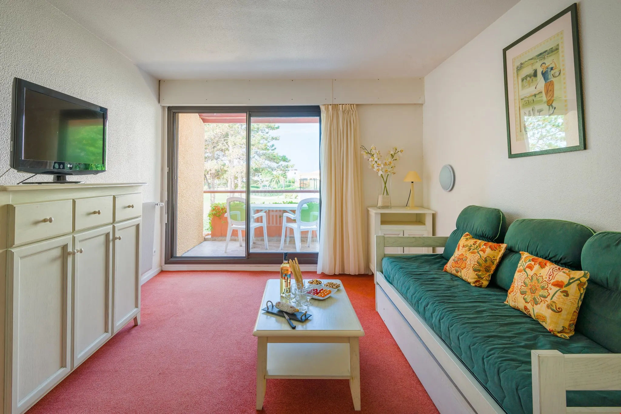 image Kick back your feet and relax in the cozy living area.