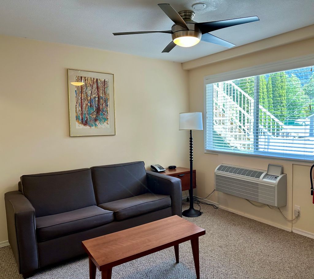 image Bright sitting area offers a comfortable retreat, perfect for gathering after a day by the lake.