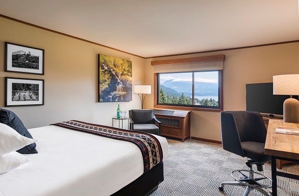 image A bright and inviting room featuring a plush bed, calming decor, and a workspace bathed in natural light.