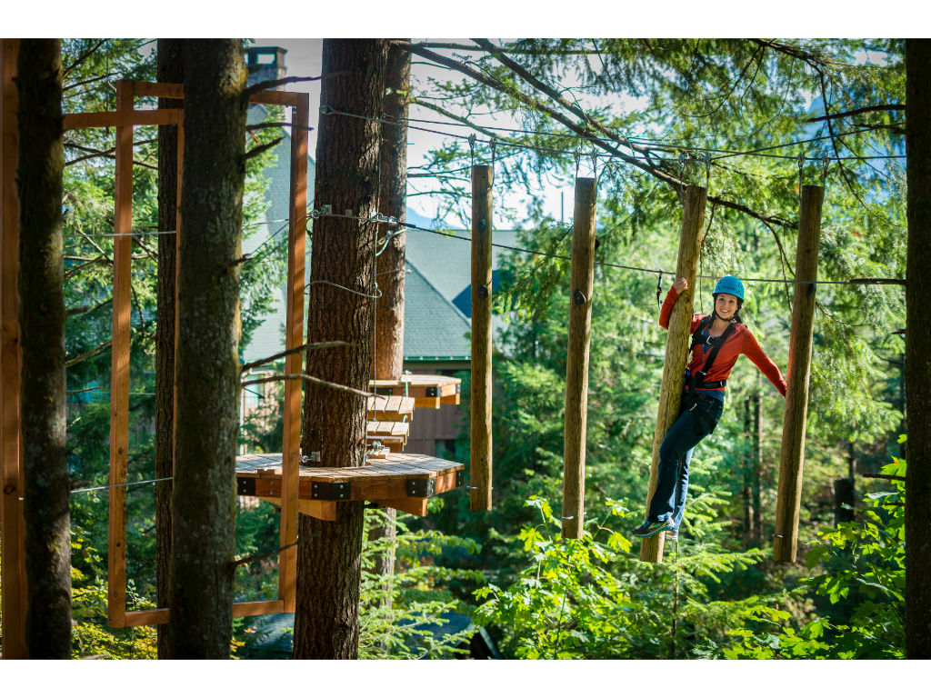 image Challenge yourself at the Aerial Park – navigate exciting rope courses high above the ground.