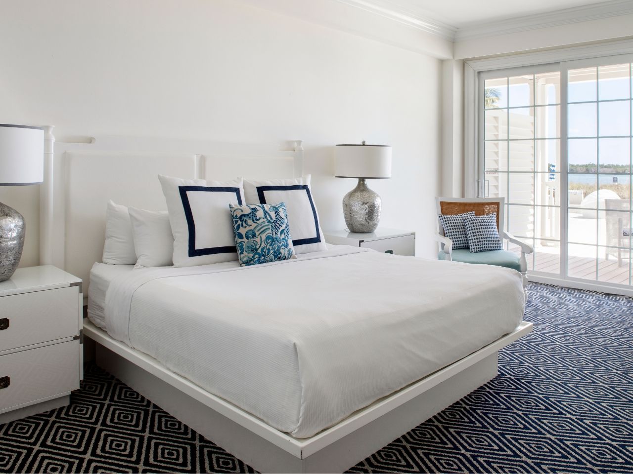 image Serene bedroom with plush bedding, soft accents, and a private balcony for a relaxing retreat.