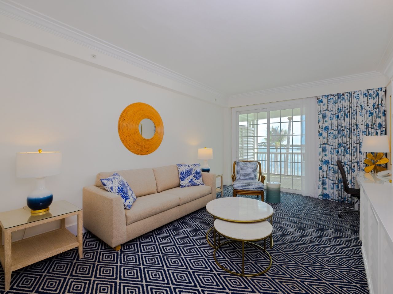 image Bright and inviting living area with modern coastal decor, offering a warm and stylish retreat.