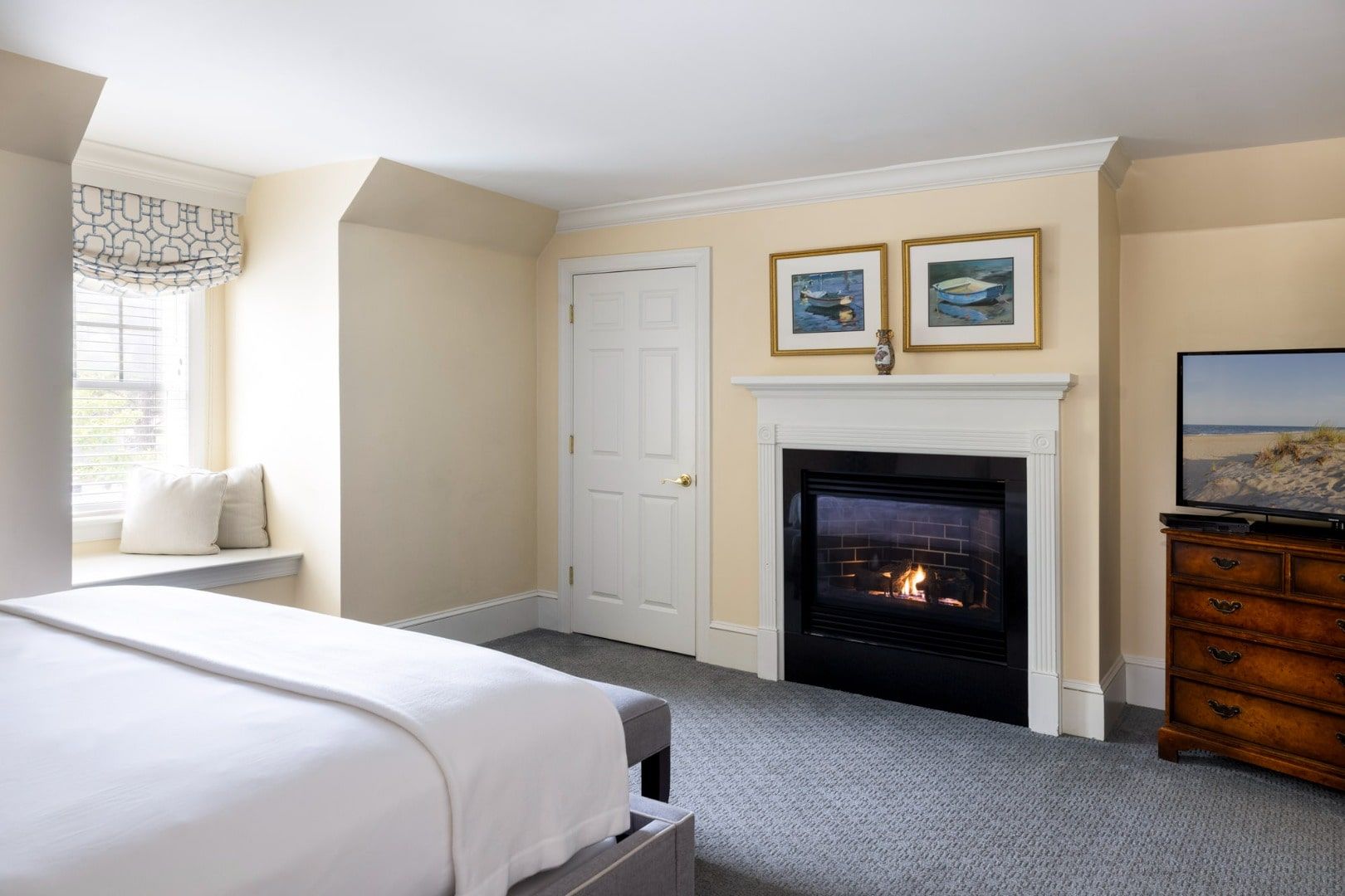 image A cozy fireplace adds warmth and charm, creating a serene escape for ultimate relaxation.