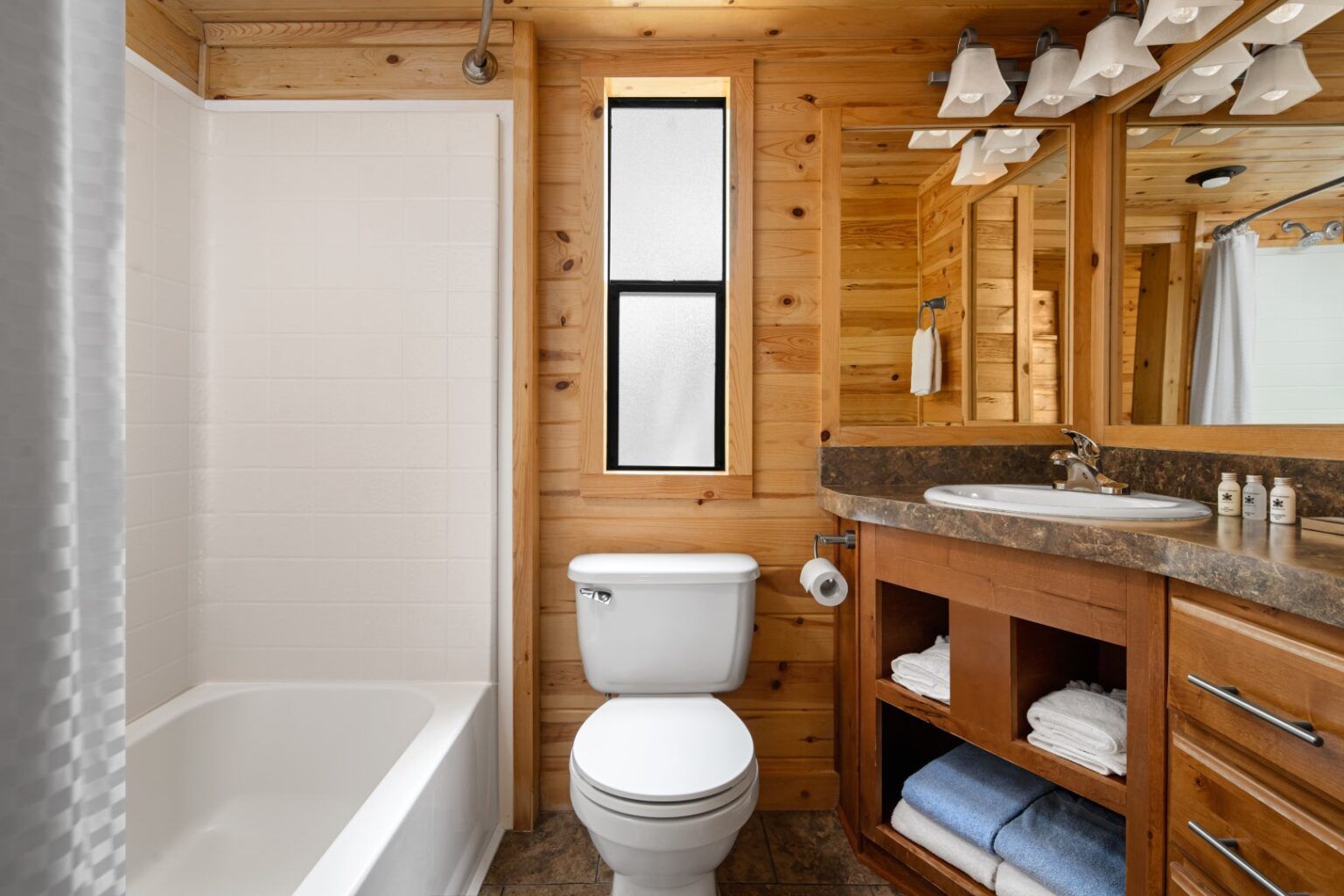 image Refresh in a well-appointed bathroom with modern amenities, blending rustic charm with everyday comforts.