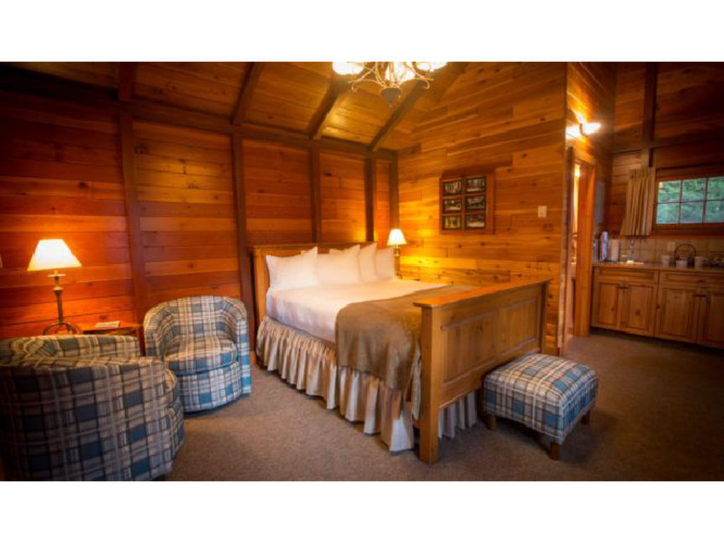 image Thoughtfully designed for relaxation, this serene space blends classic cabin charm with modern comfort.