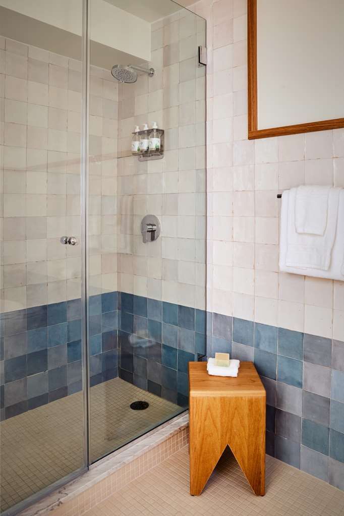 image The accessible bathroom boasts a sleek, modern design with a spacious walk-in shower and elegant tiling for a refreshing experience.