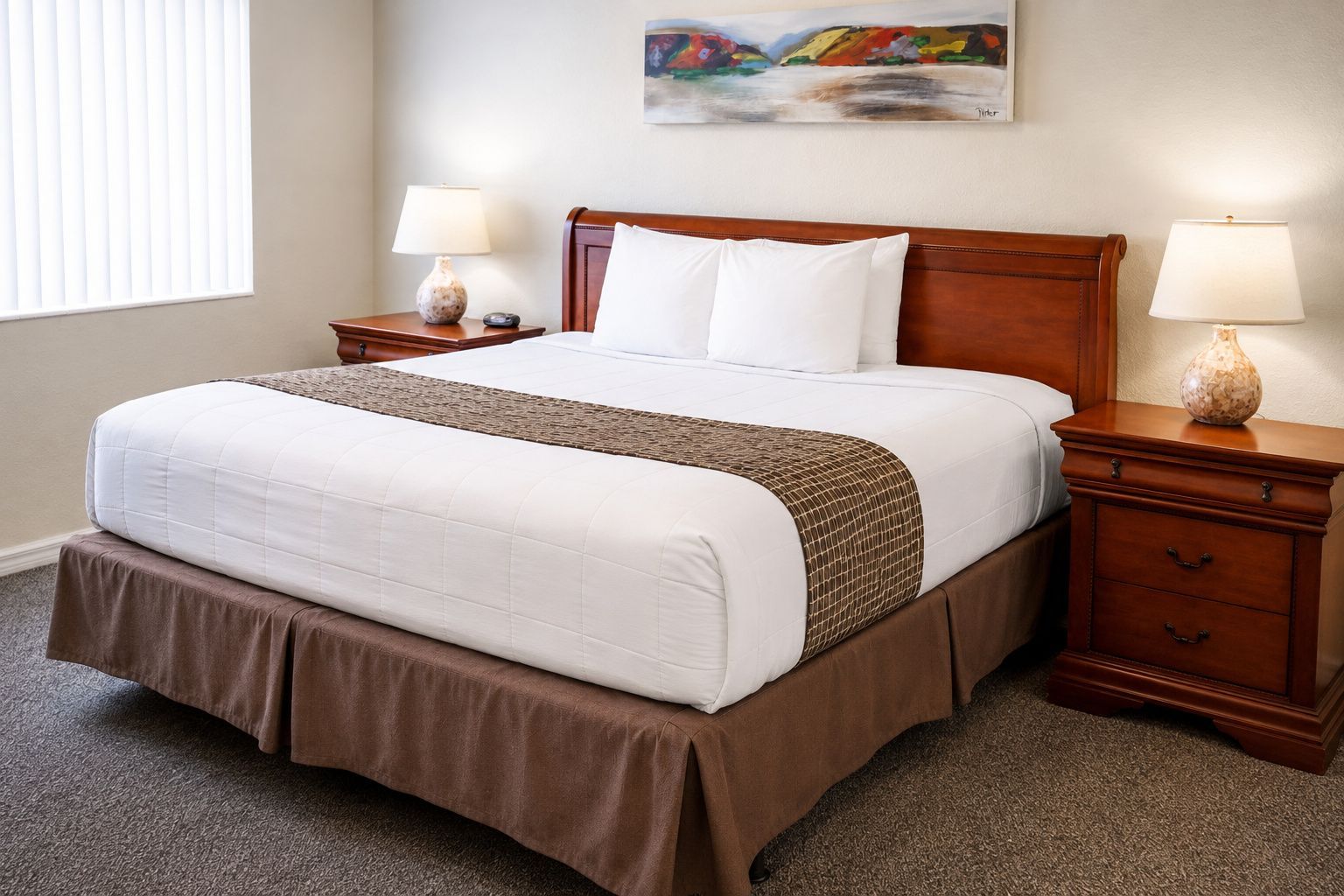image Experience ultimate comfort in the luxurious king-sized bed, styled with plush linens and serene decor, ensuring a restful night’s sleep.