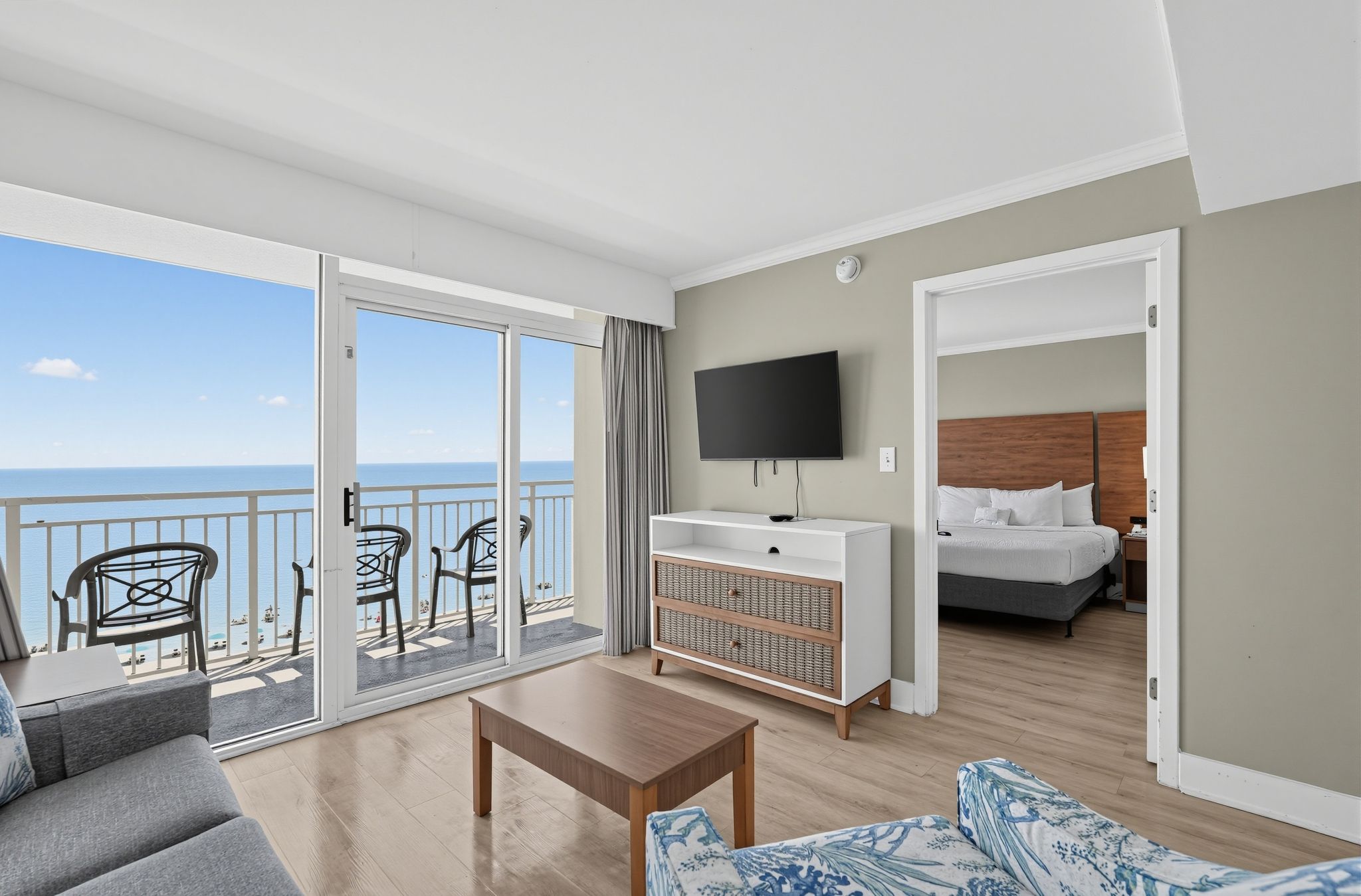 image Living room with ocean view and balcony seating